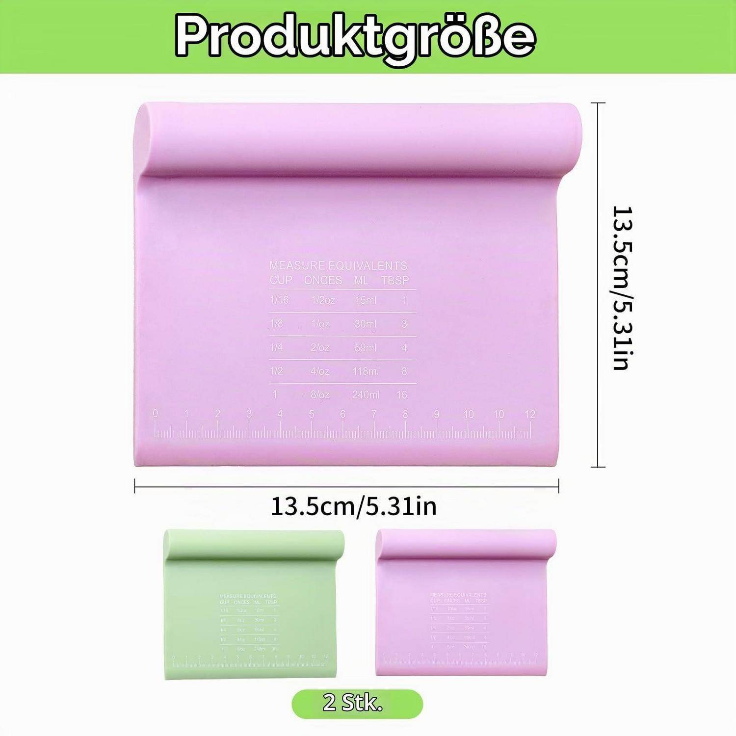 Größentabelle für Produkte mit einer aufgerollten Yogamatte, 13,5 cm x 13,5 cm, mit zwei kleineren Farboptionen gekennzeichnet mit „2 Stk.