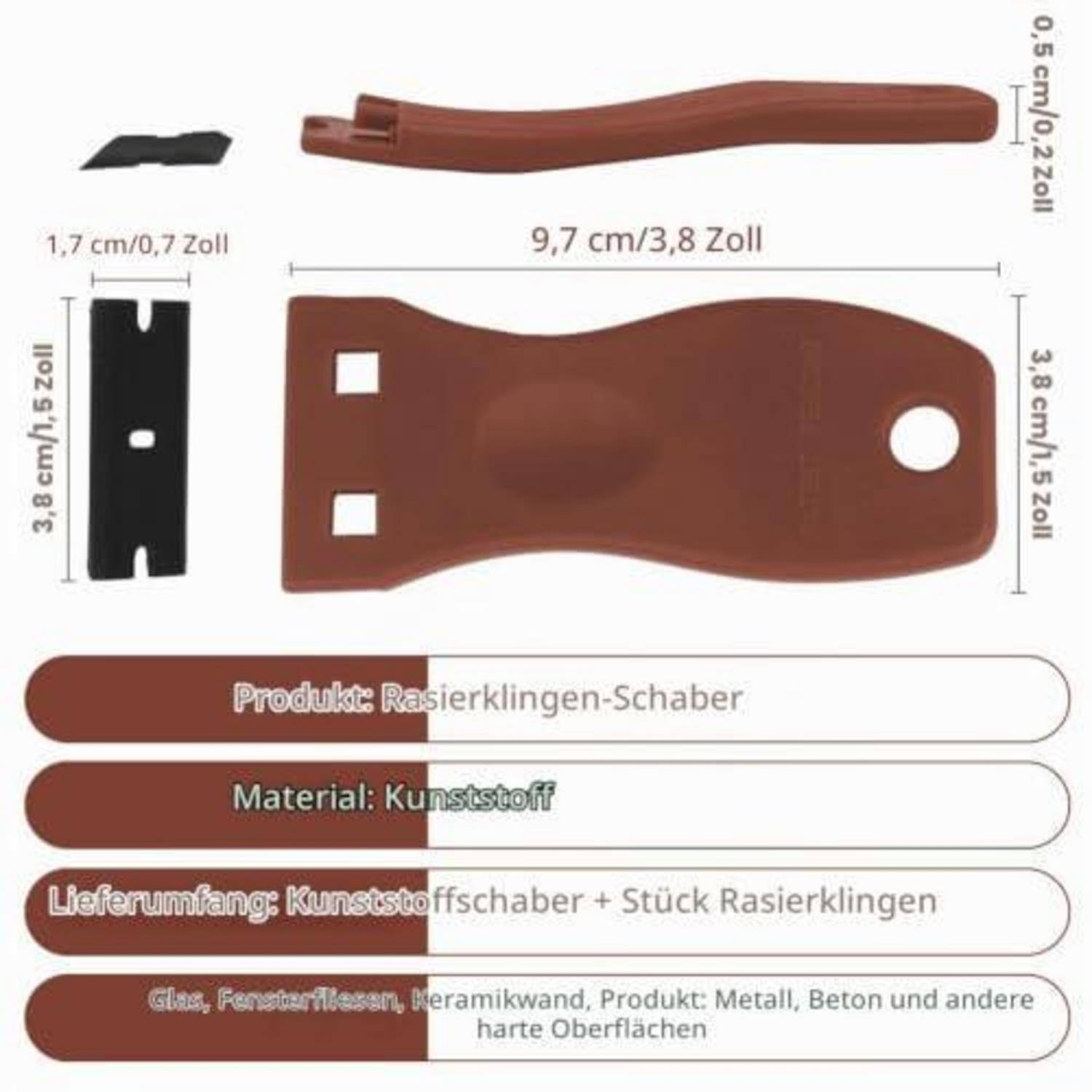Keramikschaber Set mit 20 Kunststoffklingen Dunkelrot