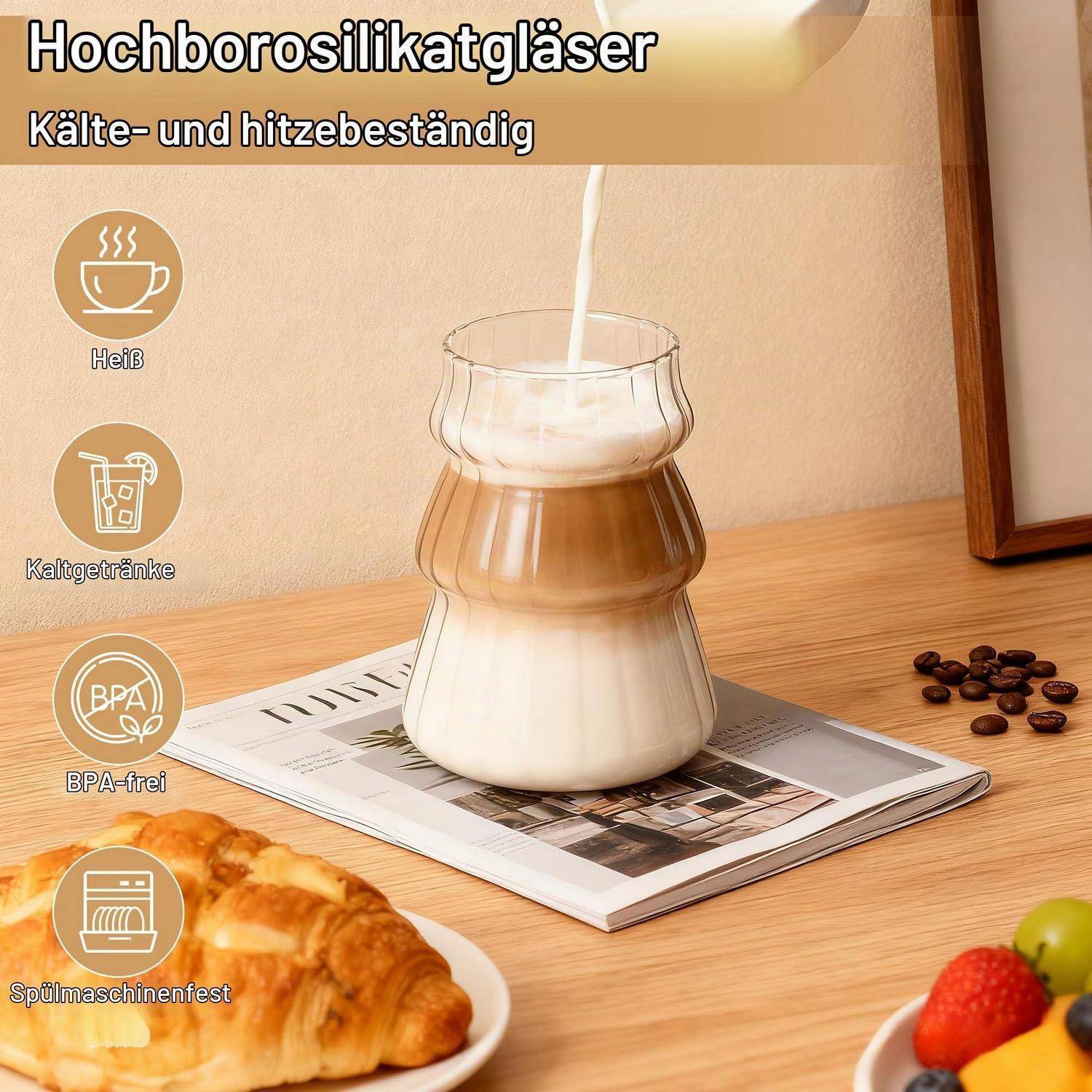 Hejo Trinkgläser Set 2x 500ml mit Deckel &amp; Strohhalm