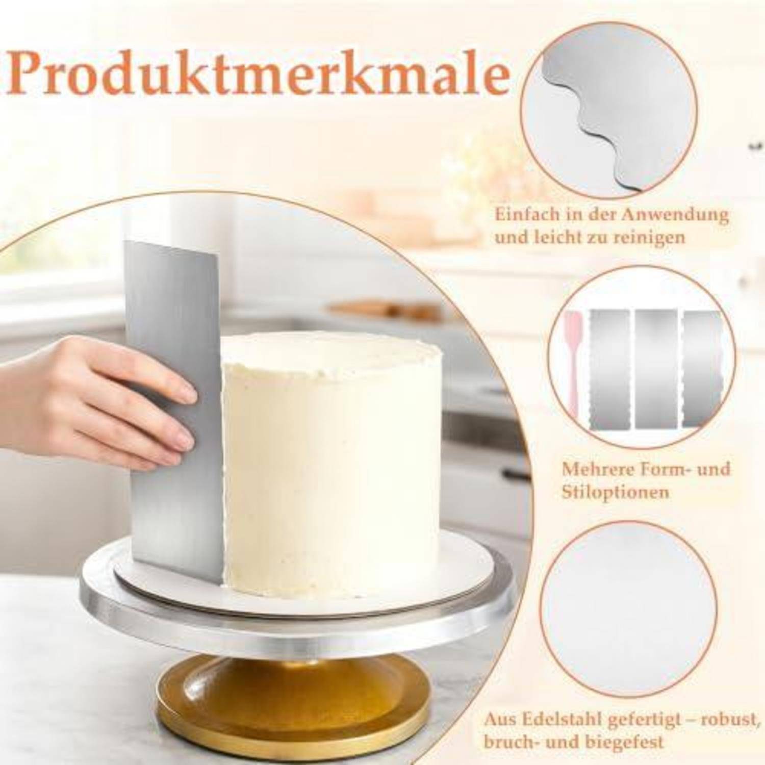Tortenspachtel Set Edelstahl & Silikon 4-teilig