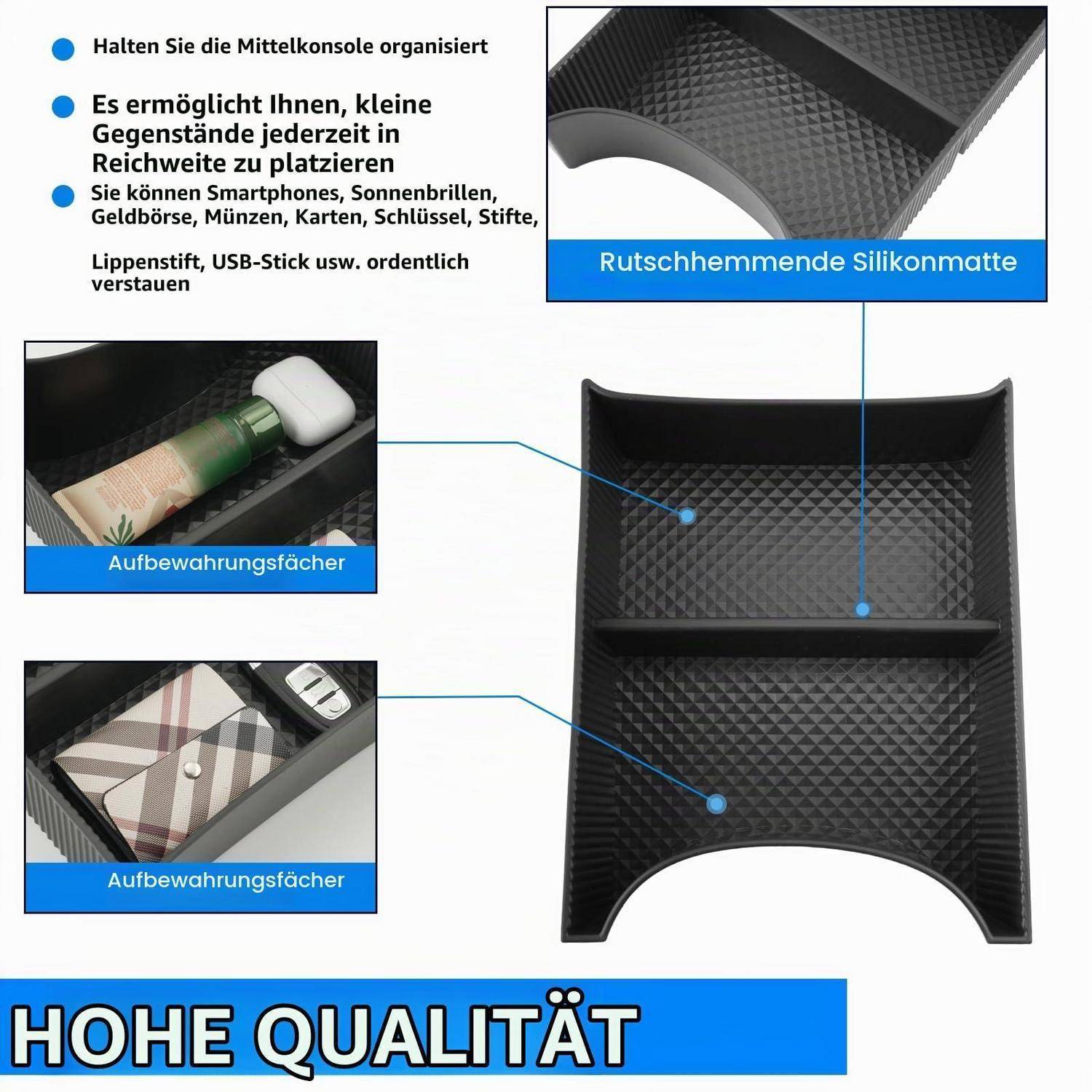 Mittelkonsolen-Organizer für Hyundai Ioniq 5 (2021-2024) ABS Schwarz