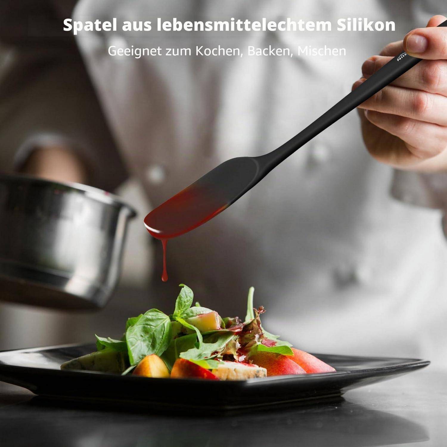 NileHome Silikon Spatel Set 4-teilig hitzebeständig BPA-frei Schwarz
