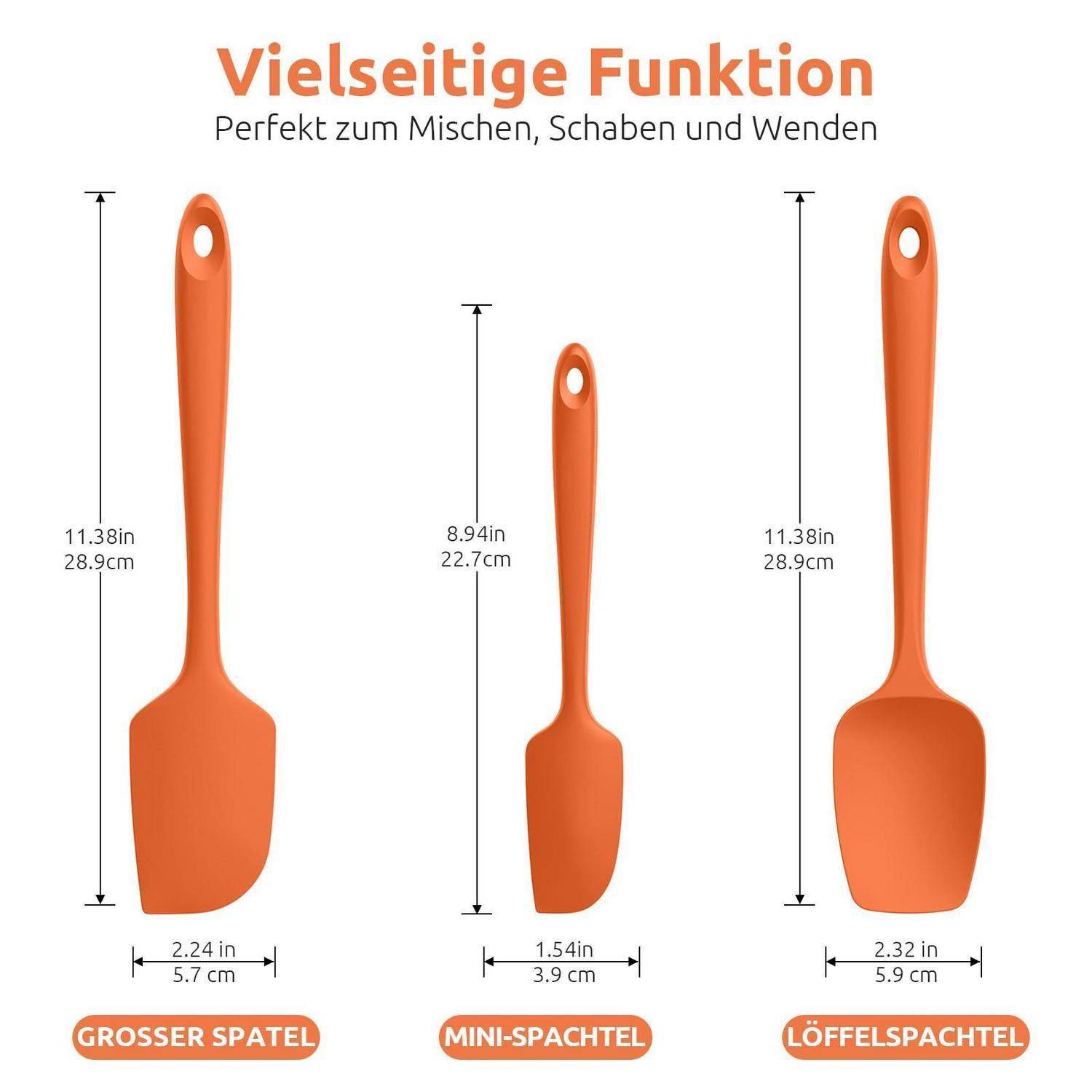 U-Taste Silikon Teigschaber Set 3-teilig Orange 315℃ hitzebeständig