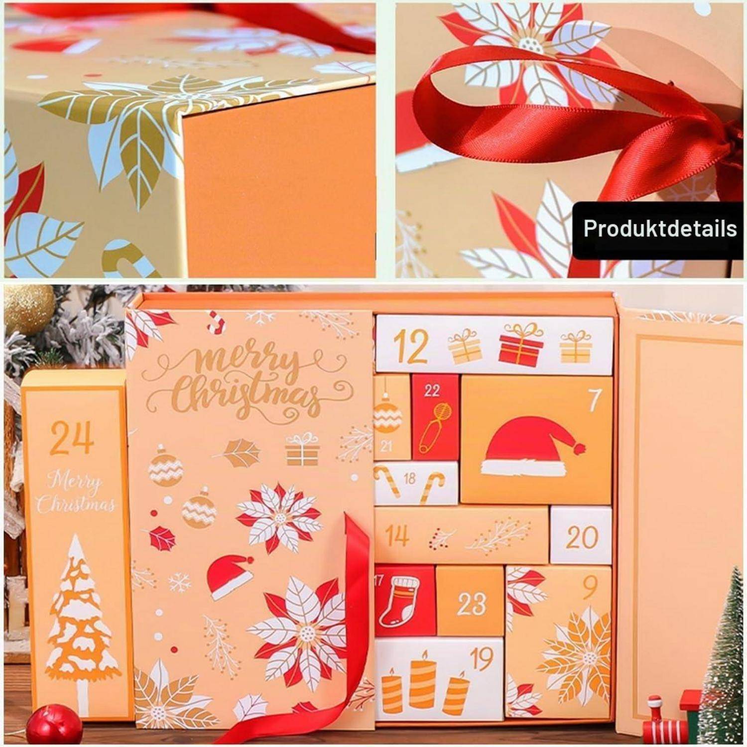 Weihnachtsgeschenkbox-Verpackung mit rotem Band und einem 