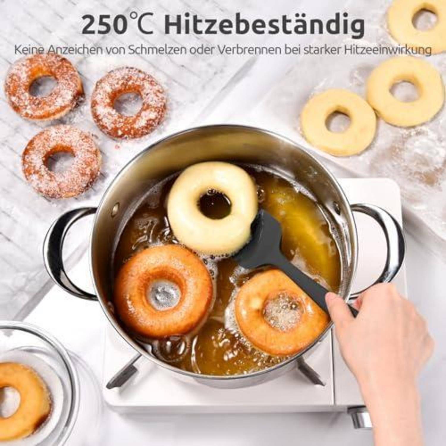 Silikon Löffel Spatel 250℃ hitzebeständig 29cm Schwarz