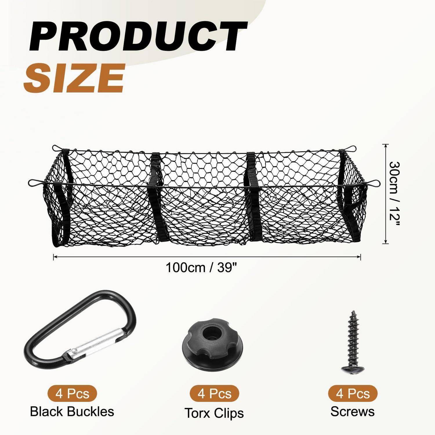 PATIKIL Ladungsnetz 100x30cm Polyester Schwarz mit 8 Haken für LKW SUV
