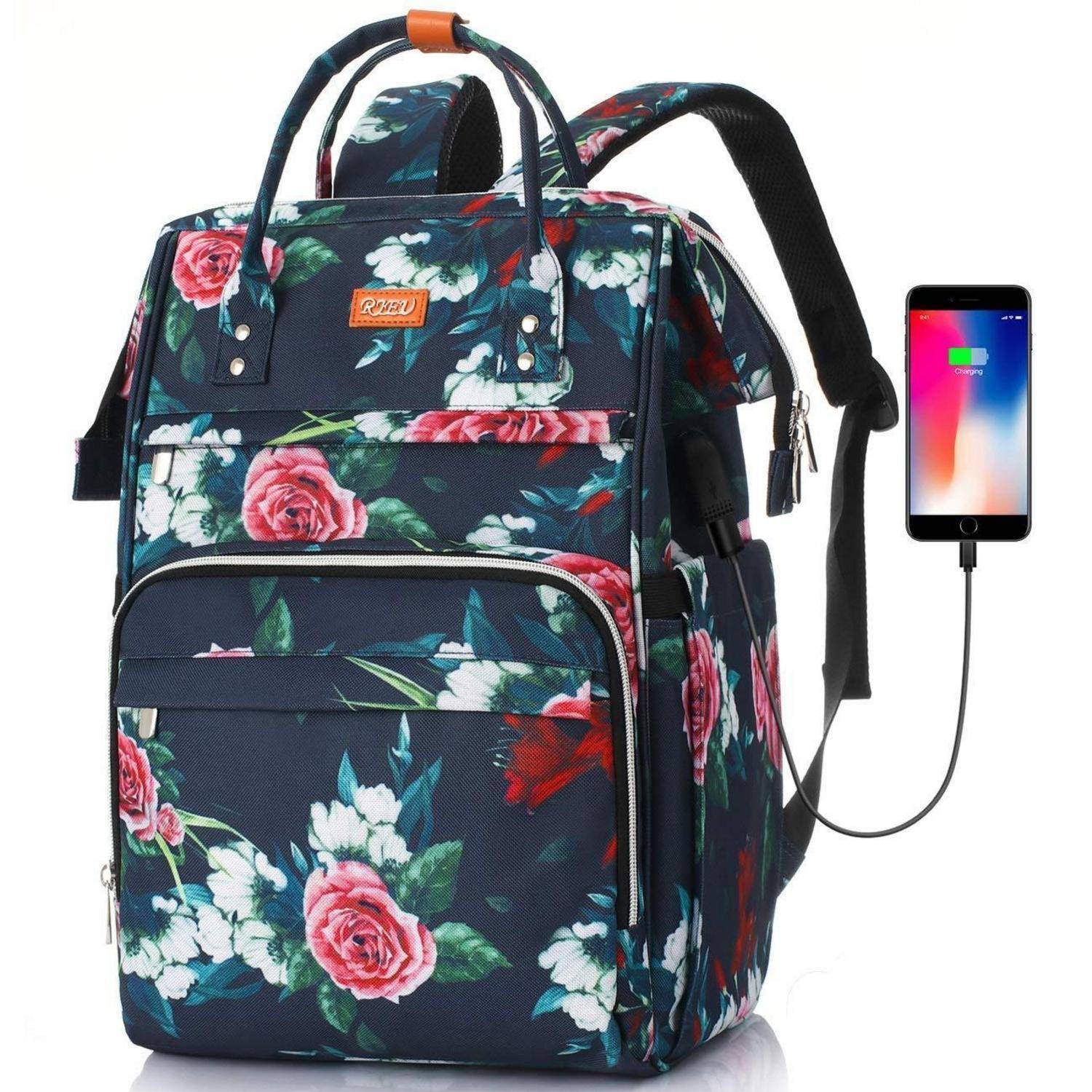Damen Rucksack mit USB-Ladeanschluss und 15,6 Zoll Laptopfach