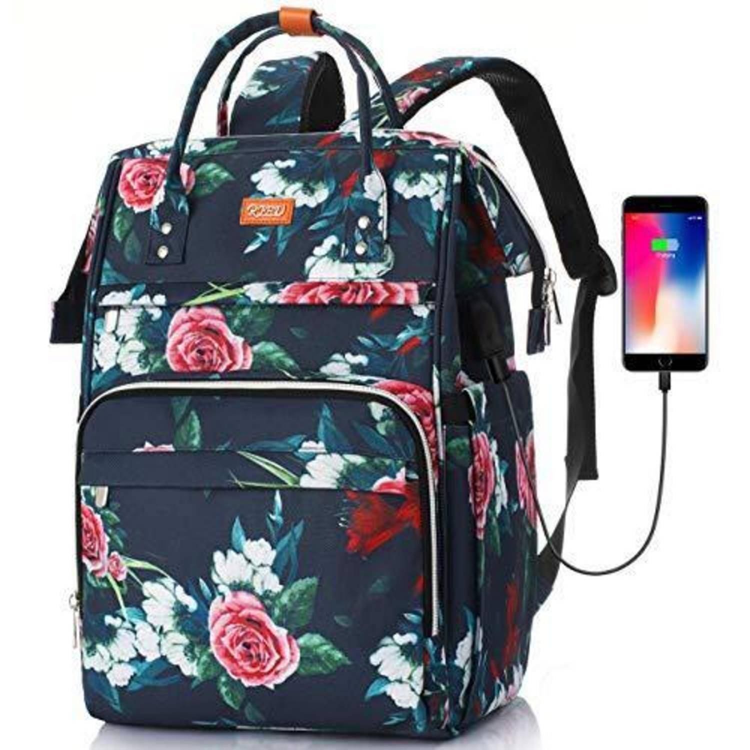 Damen Rucksack mit USB-Ladeanschluss und 15,6 Zoll Laptopfach