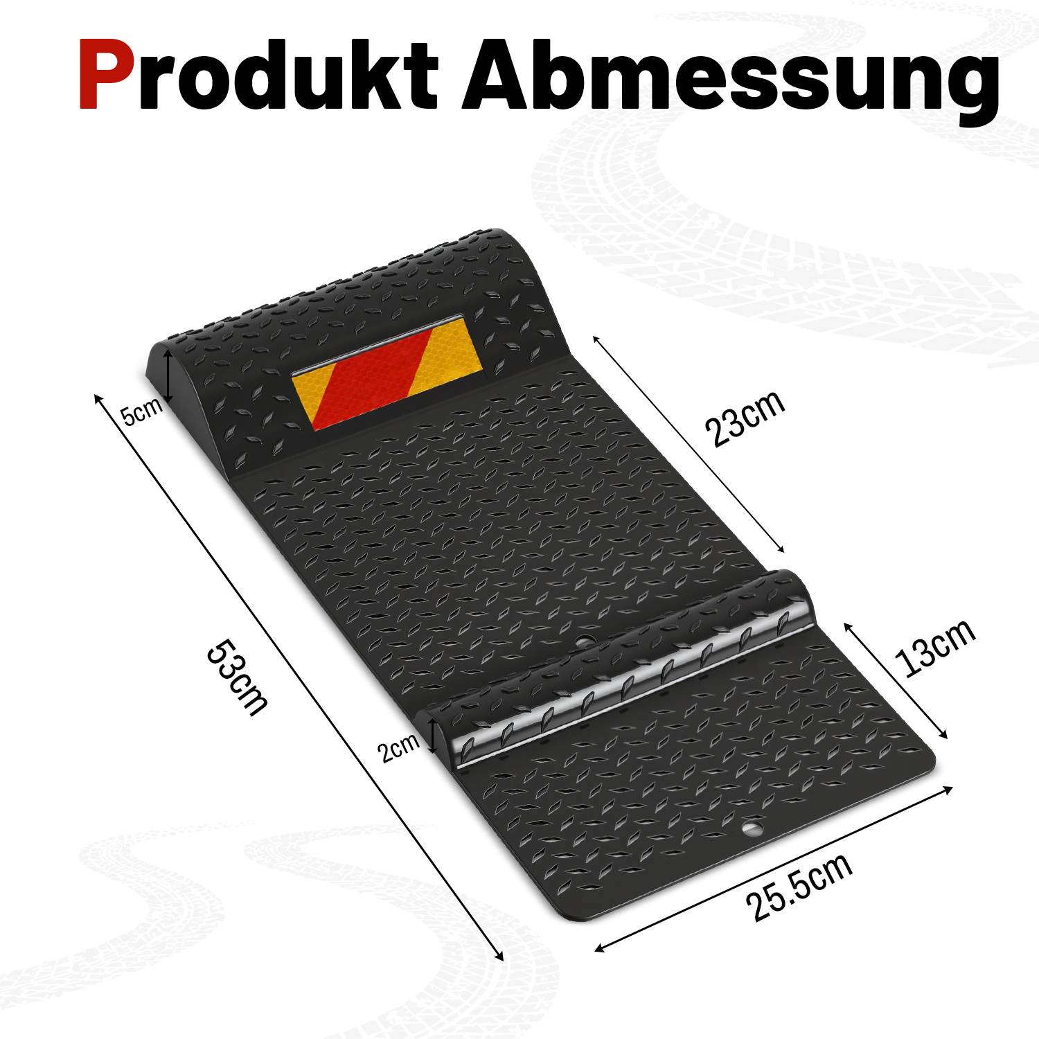Parkmatte 2er Set 53x25,5x5 cm aus PE, Einparkhilfe Garage mit Reflektor, selbstklebend &amp; verschraubbar