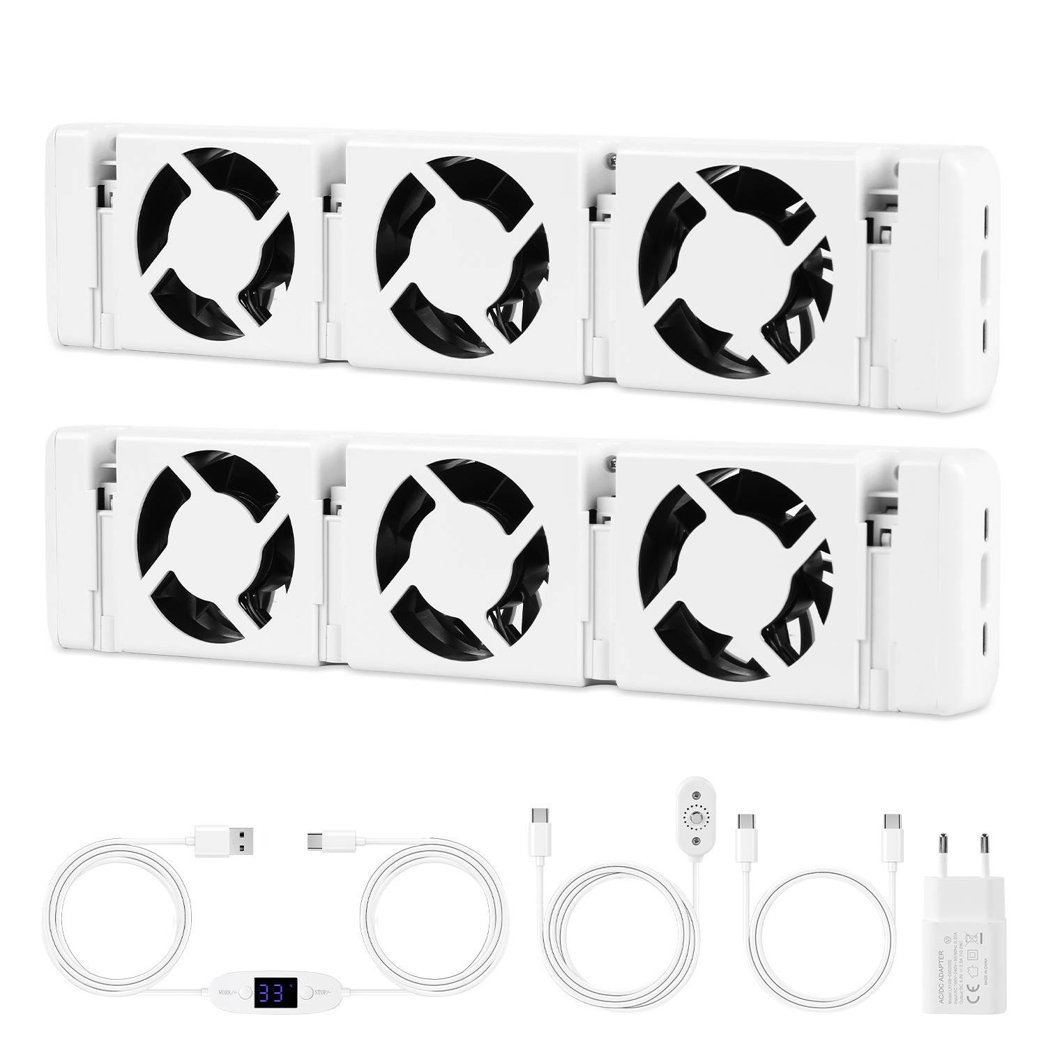 Heizkörperverstärker 2er Set Heizkörperventilator magnetisch 102 m³/h 20 dB mit Thermostat für Heizkörper bis 100 cm