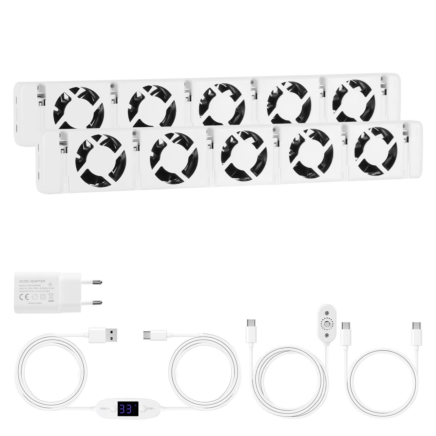 Heizkörperverstärker 2er Set Heizungslüfter magnetisch 170 m³/h 5V mit Temperaturregelung für Heizkörper 150–200 cm