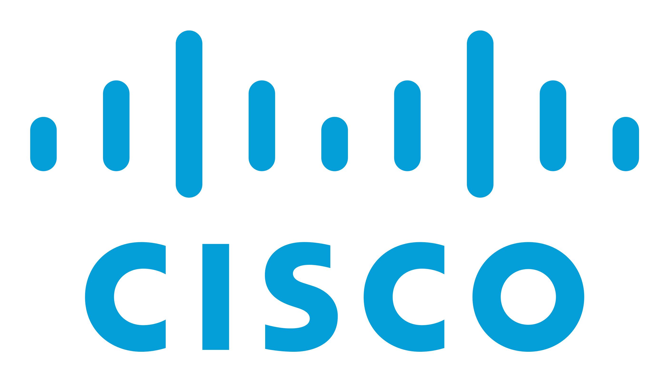 Cisco-Logo mit blauen vertikalen Balken über dem Wort „CISCO