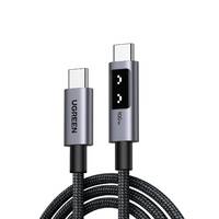 Zwei USB-C-Ladekabel mit geflochtenen schwarzen Kabeln und silbernen Steckern, eines mit der Marke „UGREEN".