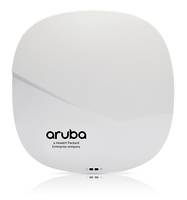 Weißer Aruba WLAN-Zugangspunkt mit Logo auf der Vorderseite, vor einem einfachen Hintergrund dargestellt.
