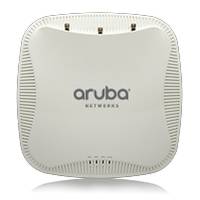 Aruba Networks Wireless Access Point, quadratisches weißes Gerät mit Lüftungsschlitzen und Logo auf neutralem Hintergrund.