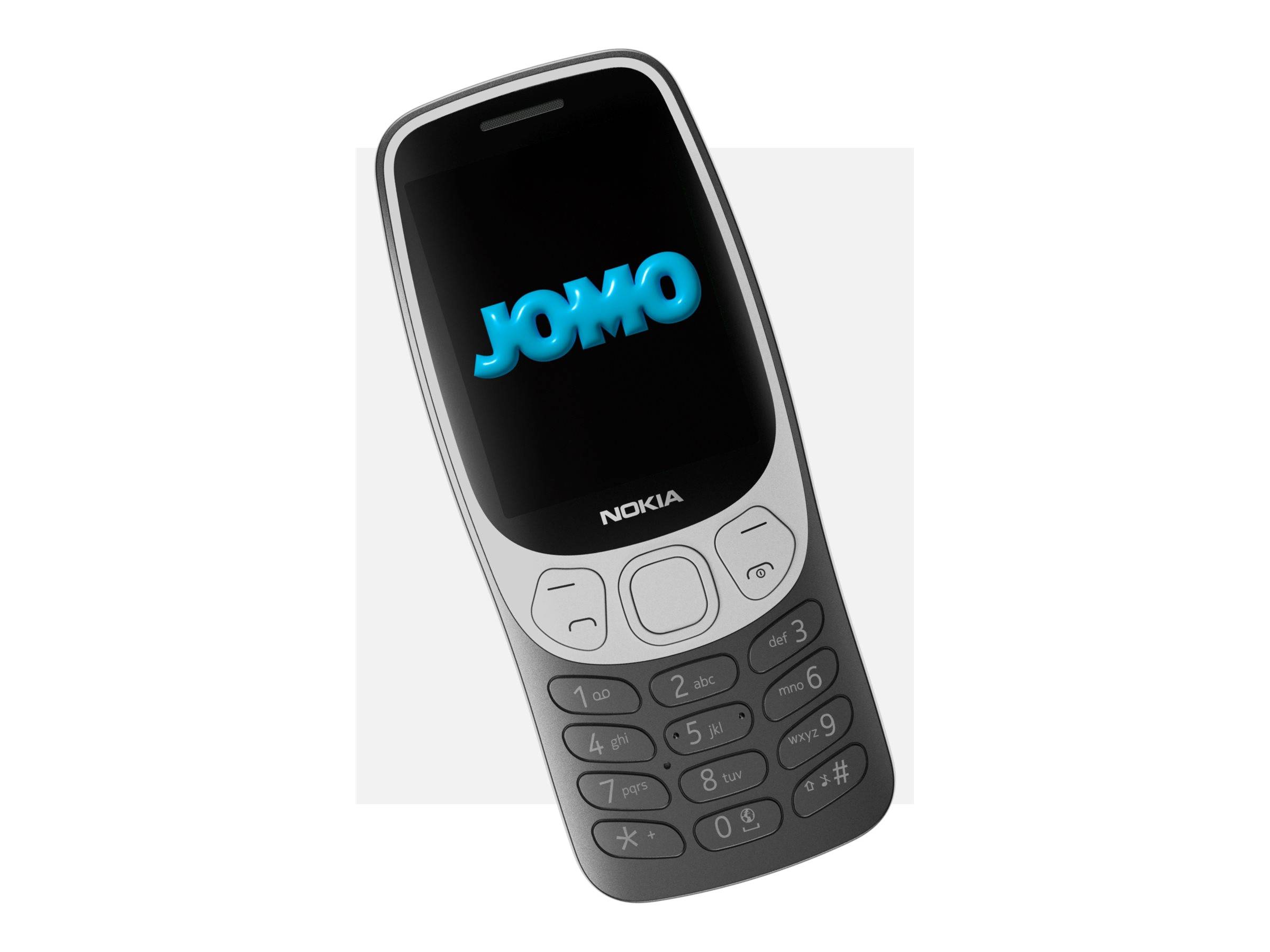 Ein Nokia-Handy, das schräg auf weißem Hintergrund dargestellt ist, mit 