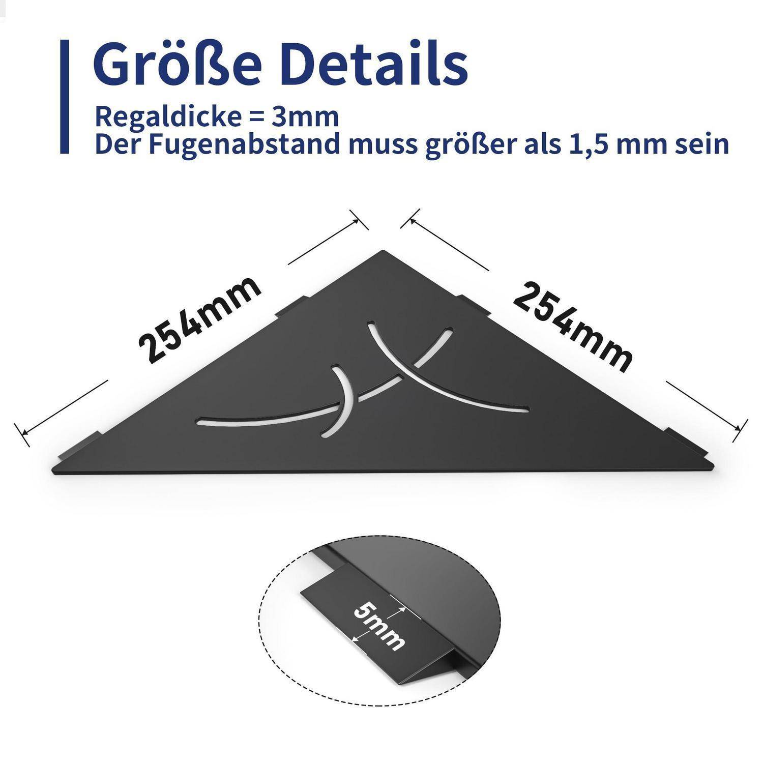 Eck-Duschregal 2er-Pack 304 Edelstahl Schwarz 254mm