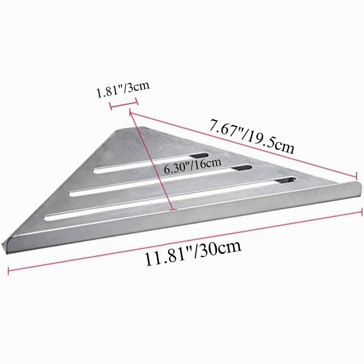 Dreieckiger Metallkeil mit drei Schlitzen, dargestellt mit Abmessungen: 11,81 Zoll/30 cm lang, 7,67 Zoll/19,5 cm breit, 1,81 Zoll/3 cm hoch, 6,30 Zoll/16 cm Schlitzlänge.