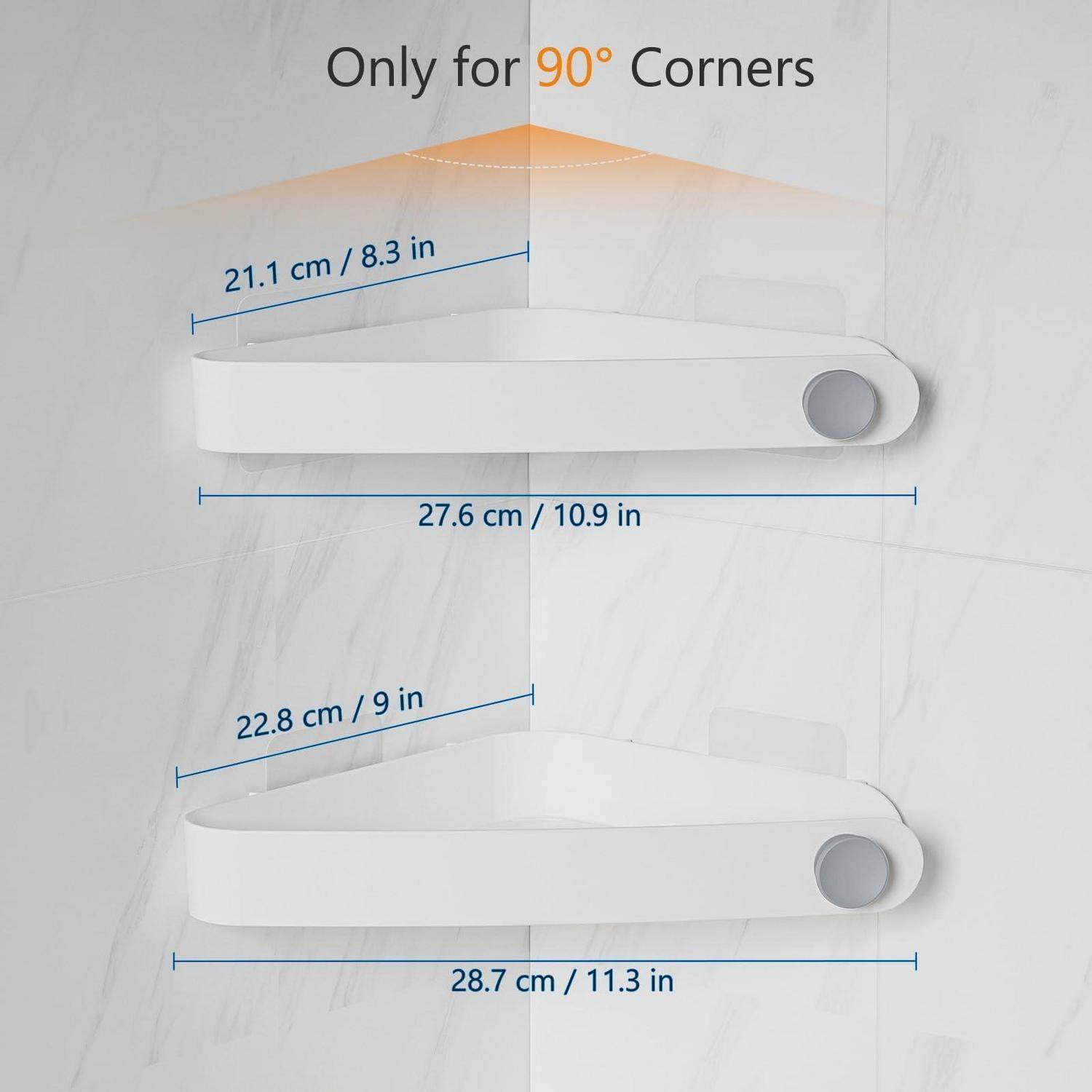 Duschablage ohne Bohren 90° Ecke Weiß 2 Stück