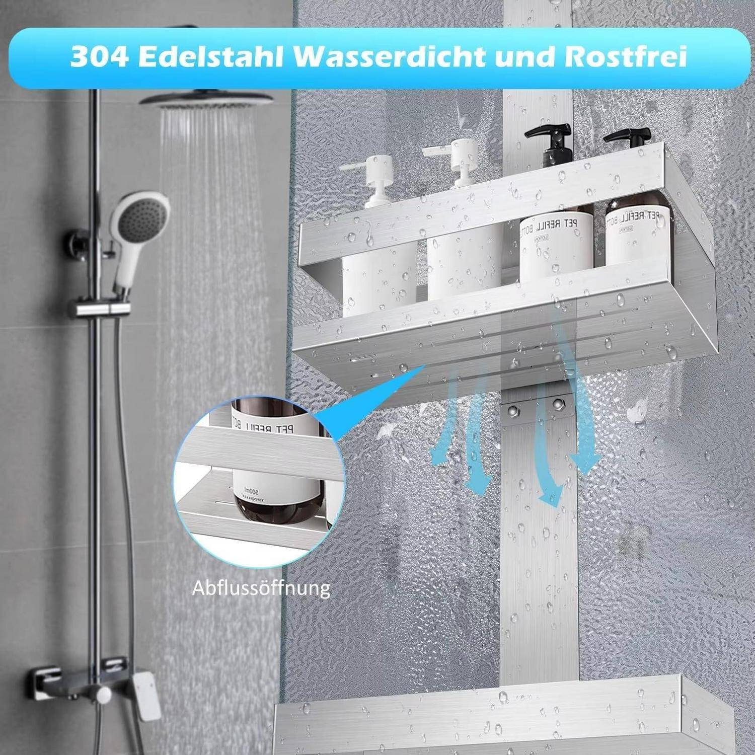 Duschablage zum Hängen Edelstahl SUS304 ohne Bohren mit Haken