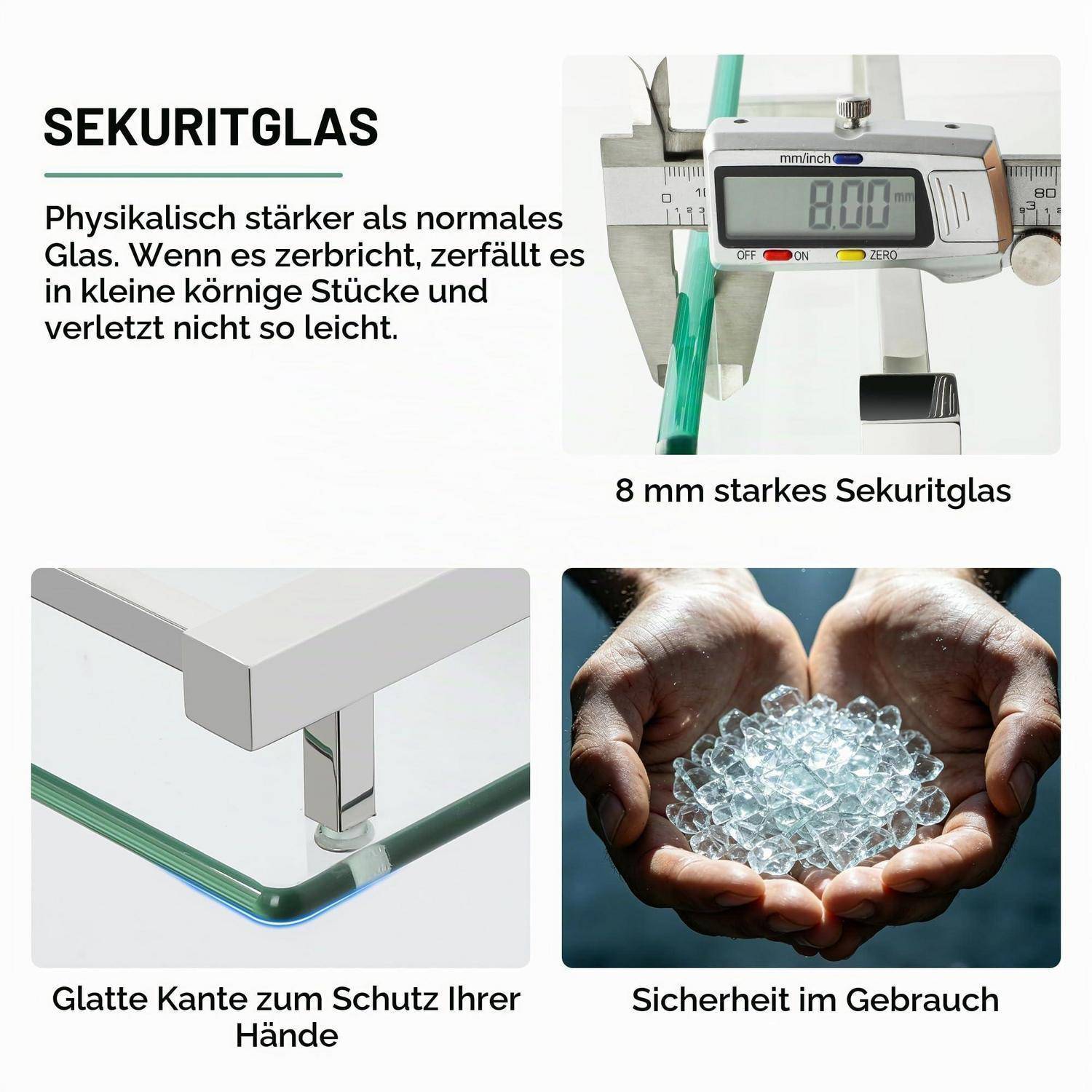 Duschablage Edelstahl Glas poliert 41cm SUS304