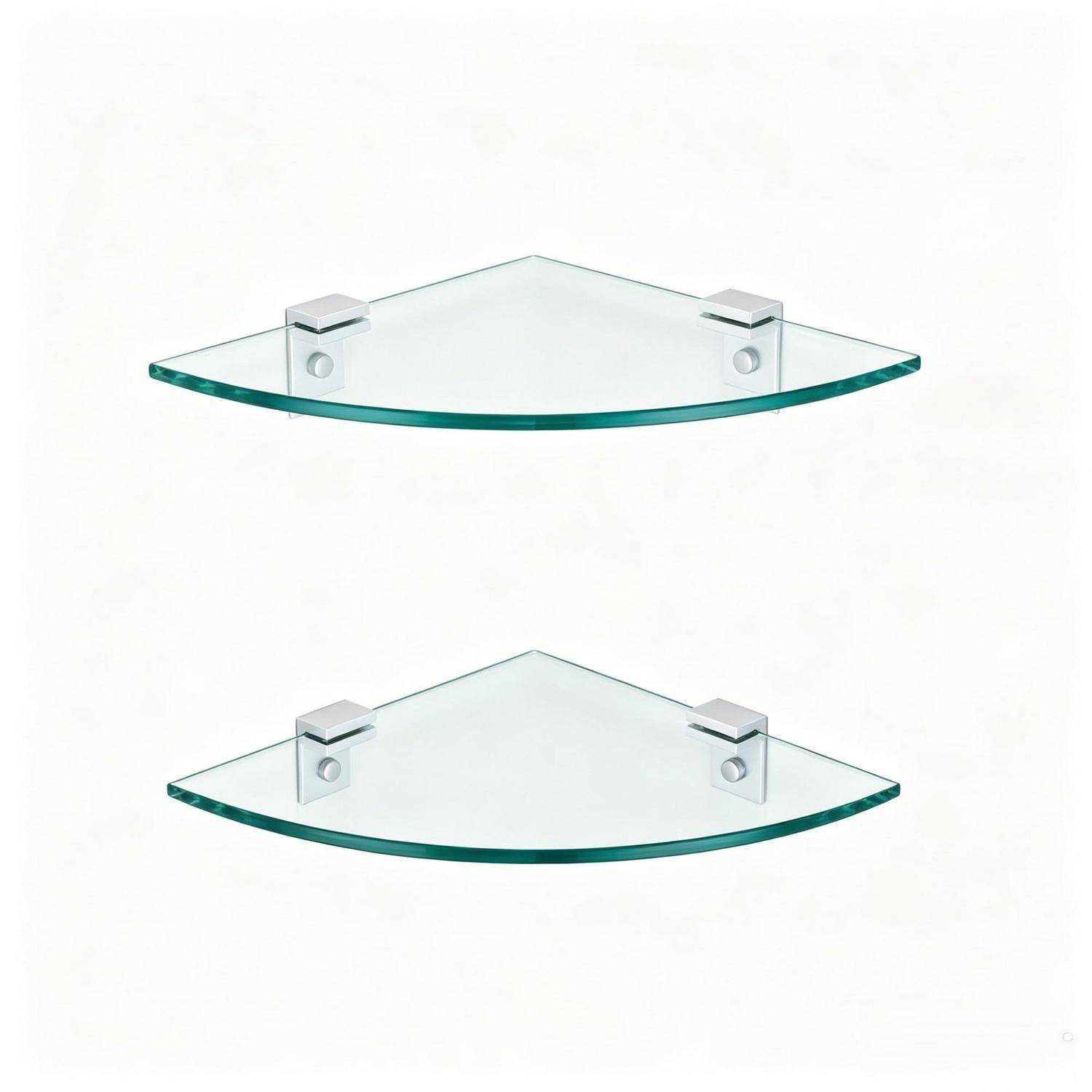 Badezimmer-Glasregal 2 Stück, 8mm gehärtetes Glas, Aluminium-Halterung