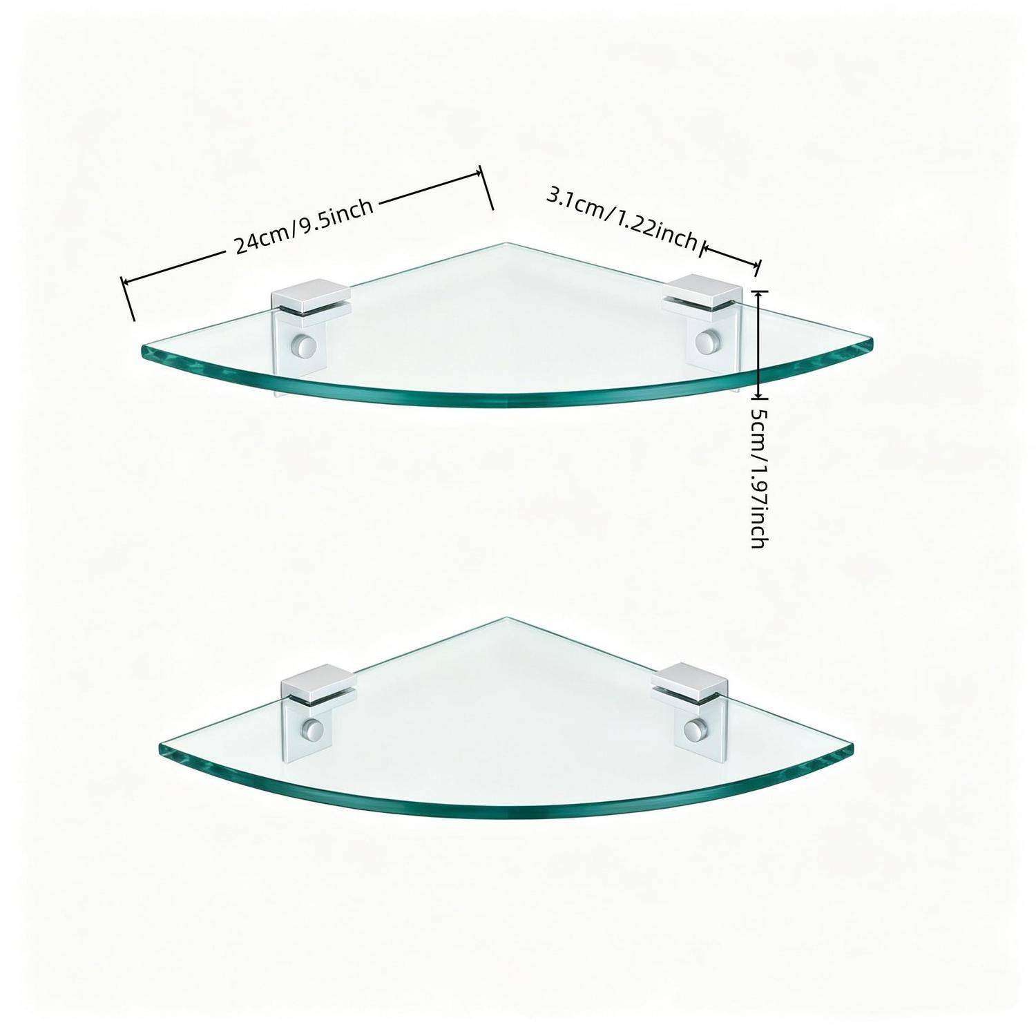 Badezimmer-Glasregal 2 Stück, 8mm gehärtetes Glas, Aluminium-Halterung