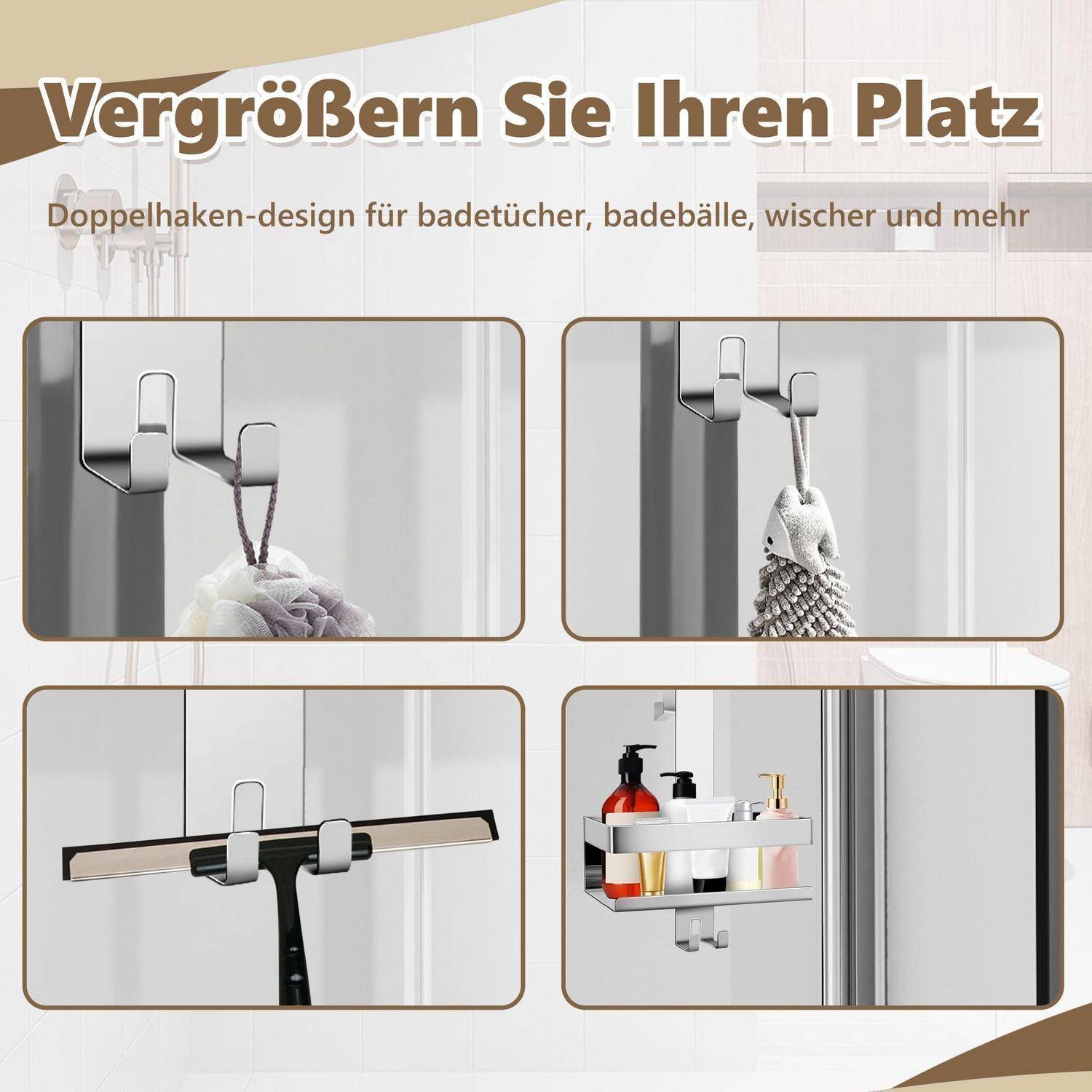 Duschablage 1-stöckig Edelstahl ohne Bohren mit Saugnäpfen