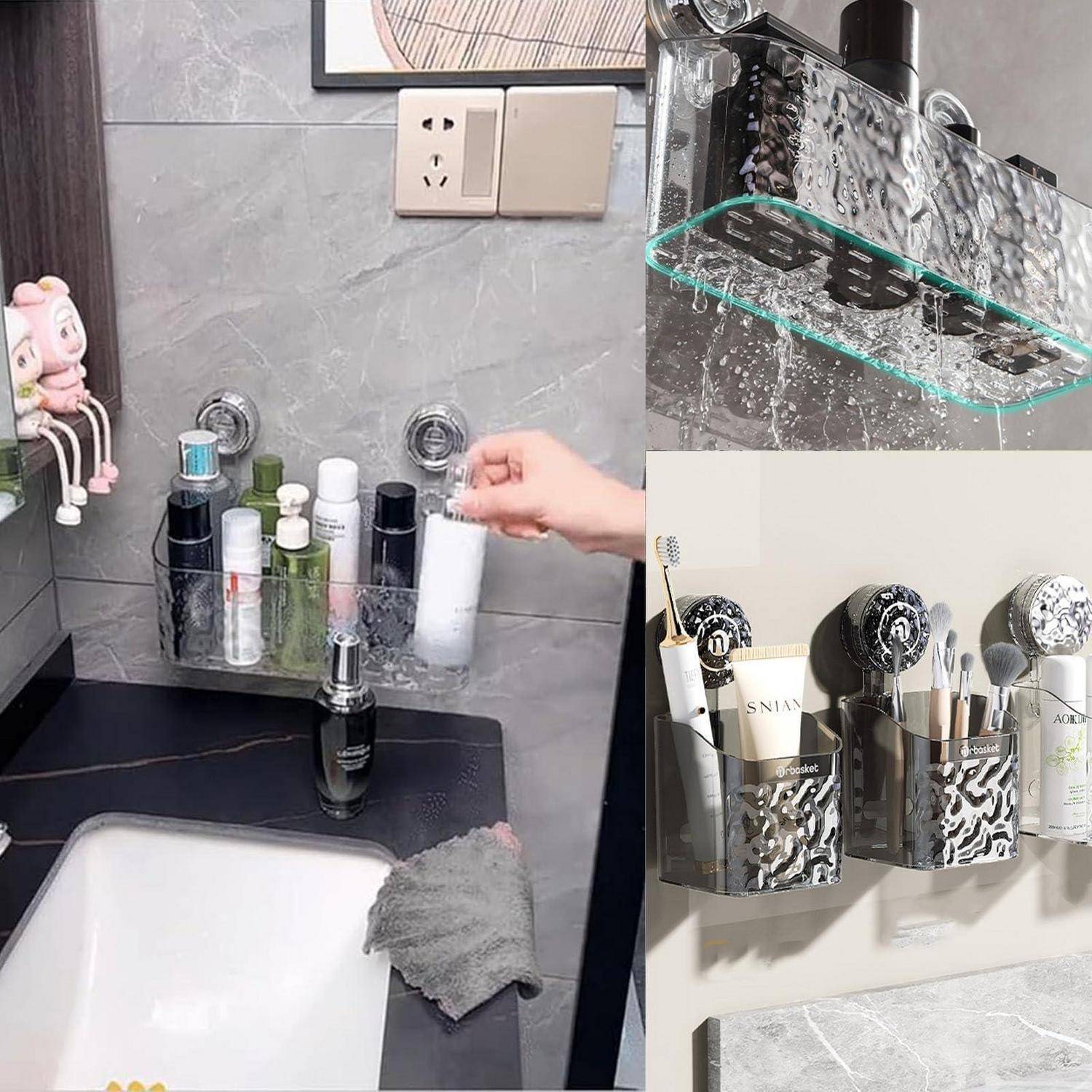 Duschablage mit Saugnapf, ohne Bohren, transparent