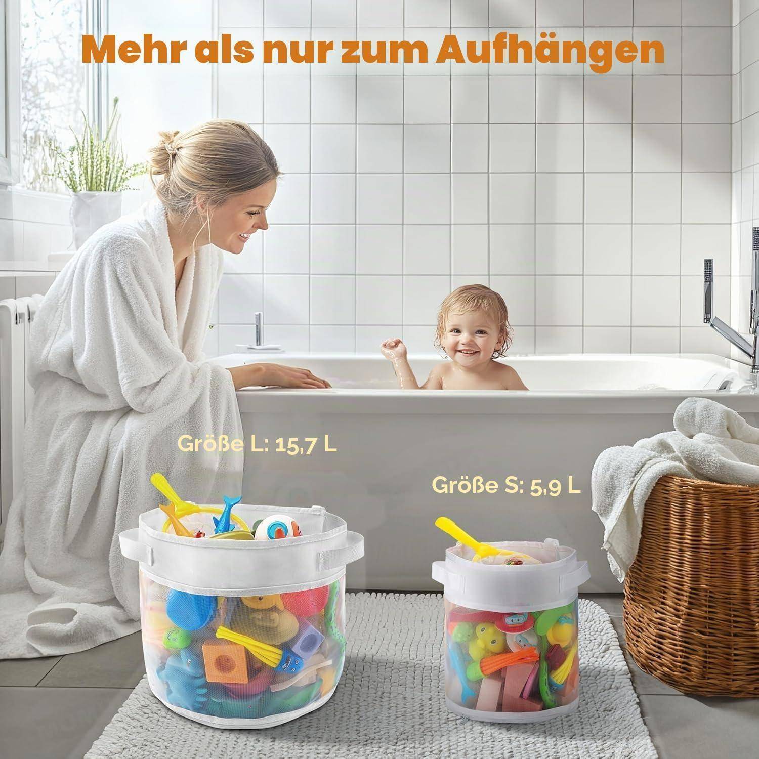 Badewannenspielzeug Netz Aufbewahrungstasche mit Haken