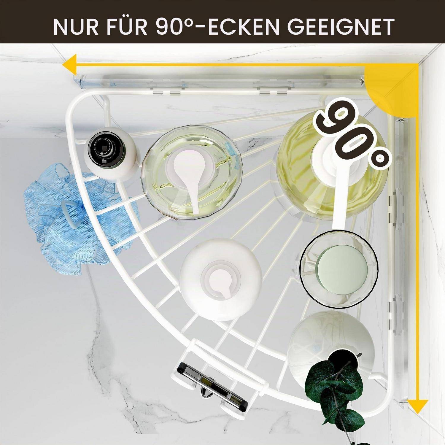 Orimade Eckablage Duschregal 3 Stück SUS304 Edelstahl Weiß ohne Bohren