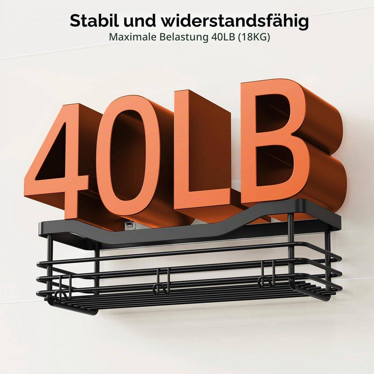 Duschablage Edelstahl 3er Set ohne Bohren Schwarz mit Seifenschale und Haken