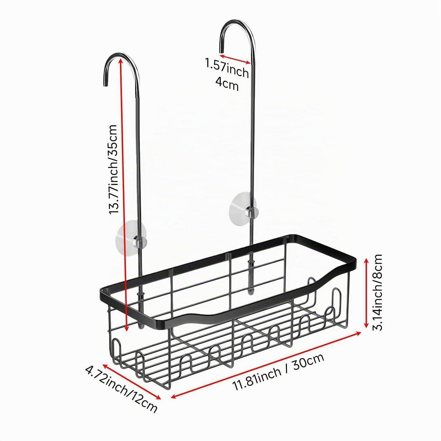 An der Wand montierter Drahtkorb-Organizer mit zwei Aufhängehaken, mit Abmessungen: 11,8 x 4,7 x 3,1 Zoll Korb und 15,7-Zoll-Haken.