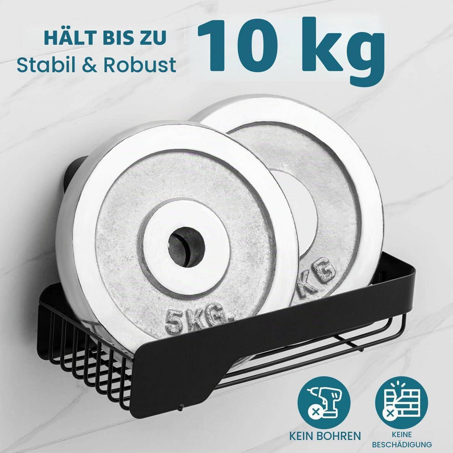 TAILI Duschablage 3er Set Schwarz Saugnapf Edelstahl Rostfrei