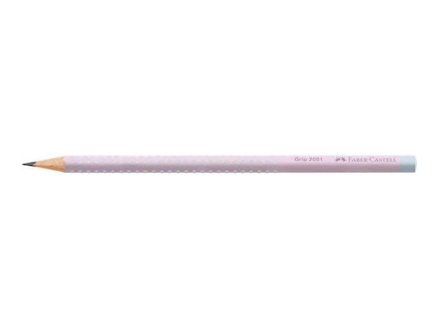 Ein einzelner hellrosa Holzstift mit angespitzter Graphitspitze, horizontal auf weißem Hintergrund dargestellt.