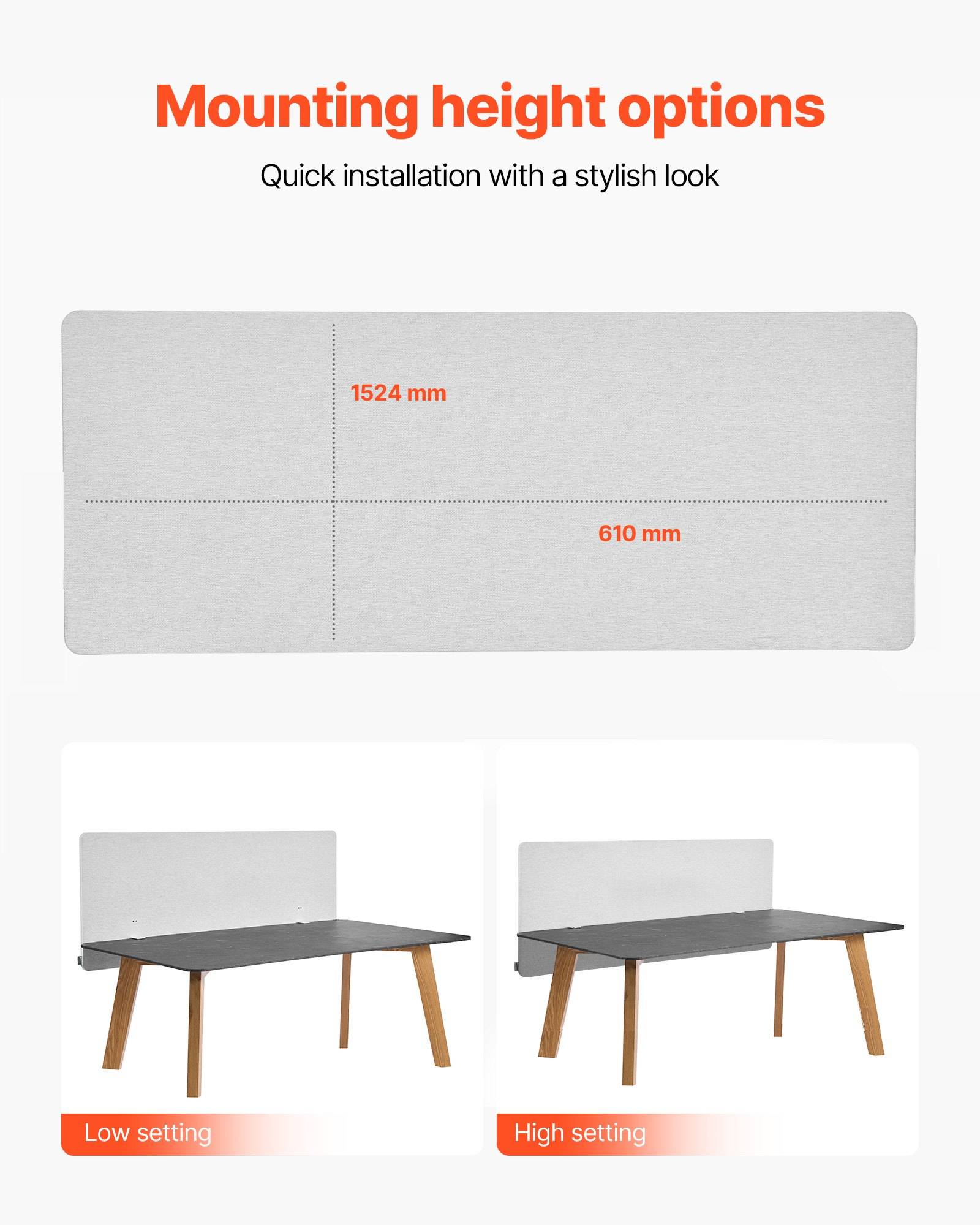 Diagramm mit dem Titel „Montagehöhenoptionen