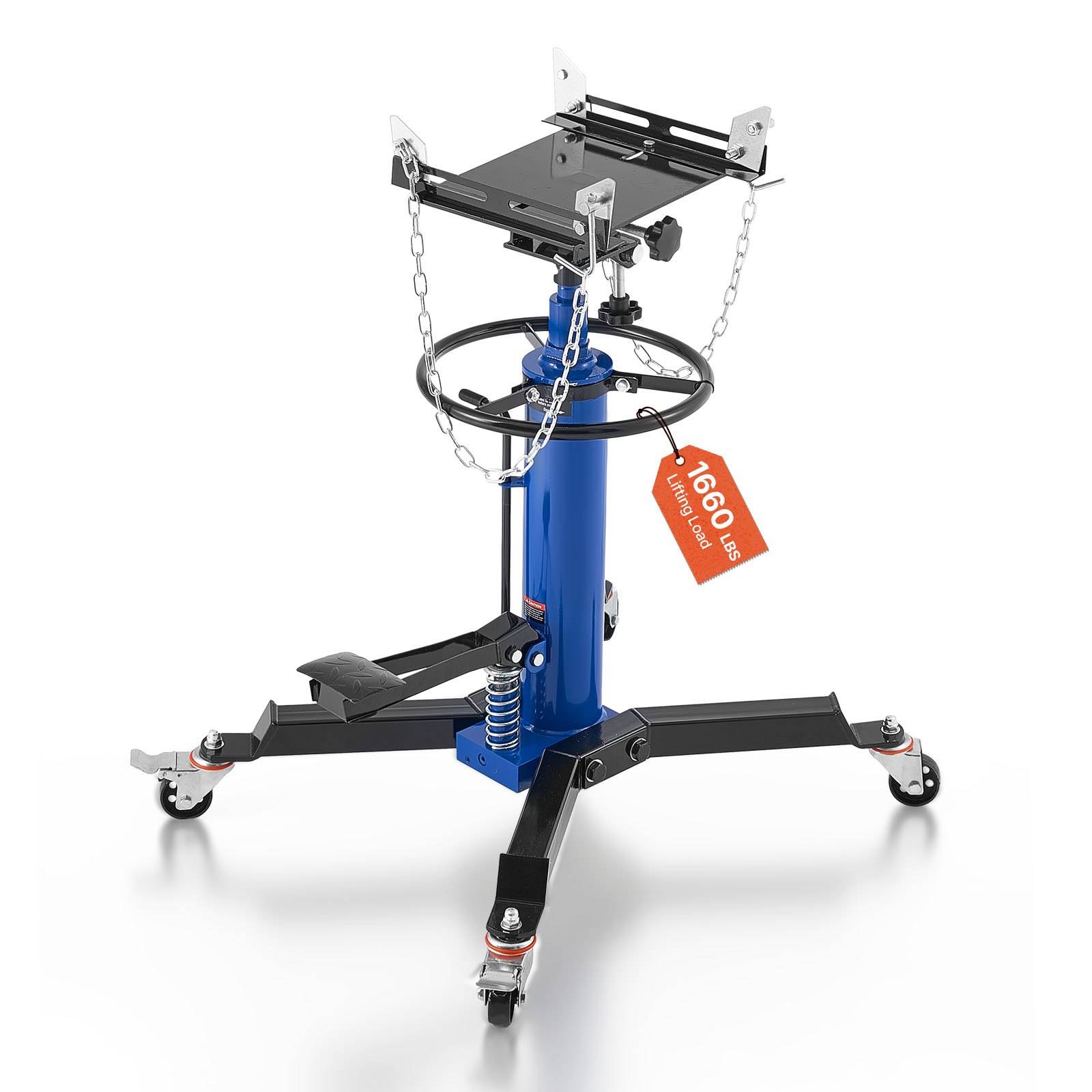 VEVOR hydraulischer Getriebeheber Garagenheber mit 750 kg Hubkapazität, Teleskop-Getriebeheber mit Pedal & 360° Schwenkrad, 88-176 cm hohe Hubhöhe