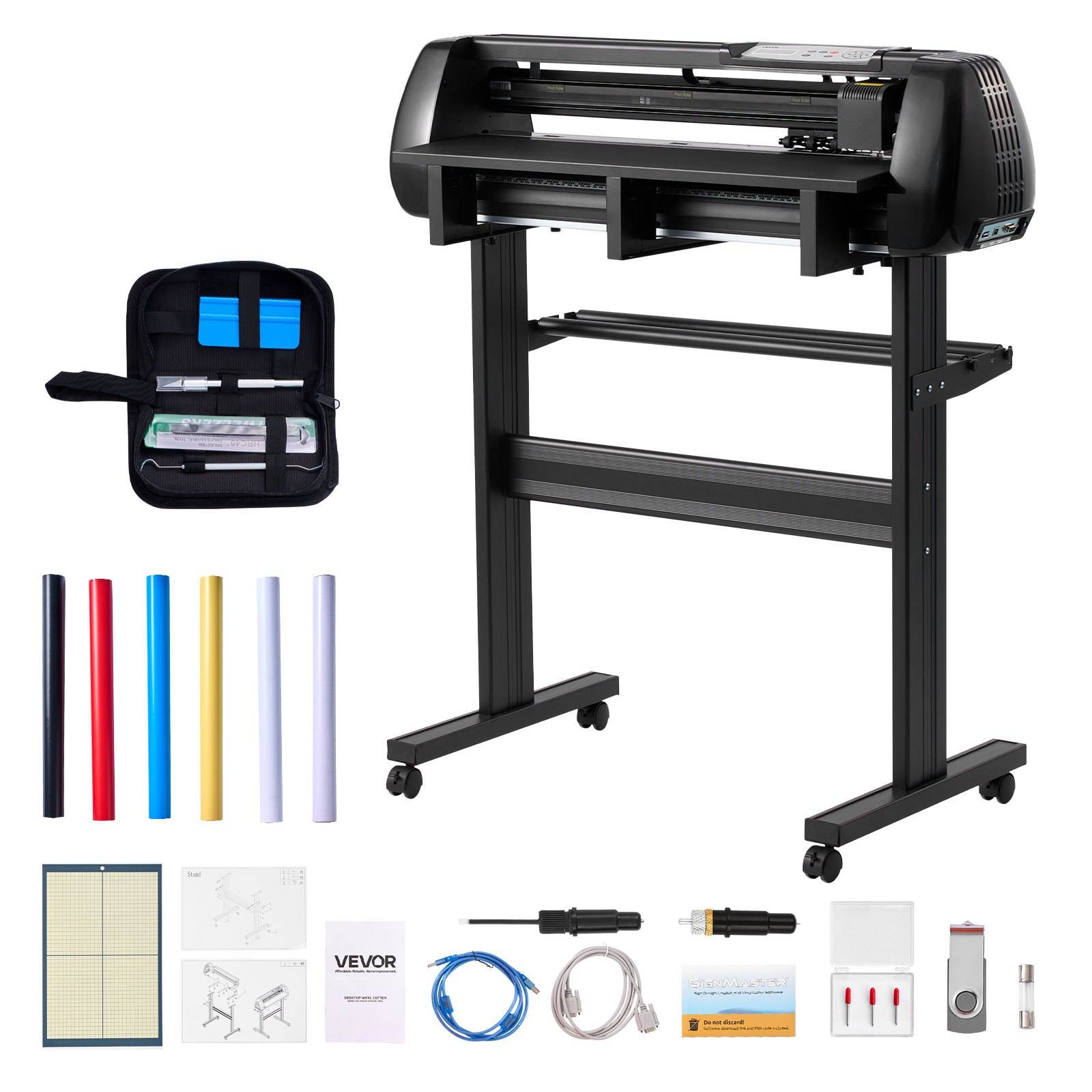 VEVOR Vinylschneidemaschine mit 72 cm max. Zufuhrbreite & Doppelklingen & LED-Anzeige, einstellbares Vinyl-Schneideplotter-Set mit Aufkleberbögen