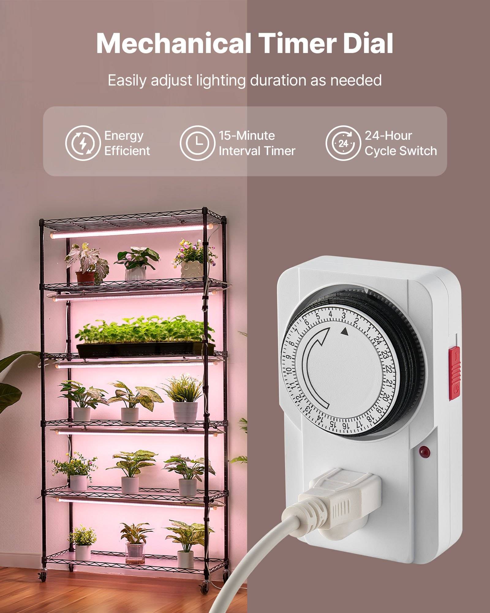 VEVOR Pflanzenregal mit Wachstumslichtern, 6-stufiger Pflanzenständer für Zimmerpflanzen mit Rädern &amp; Timer, 150W 3800K Vollspektrum Licht, Metall-