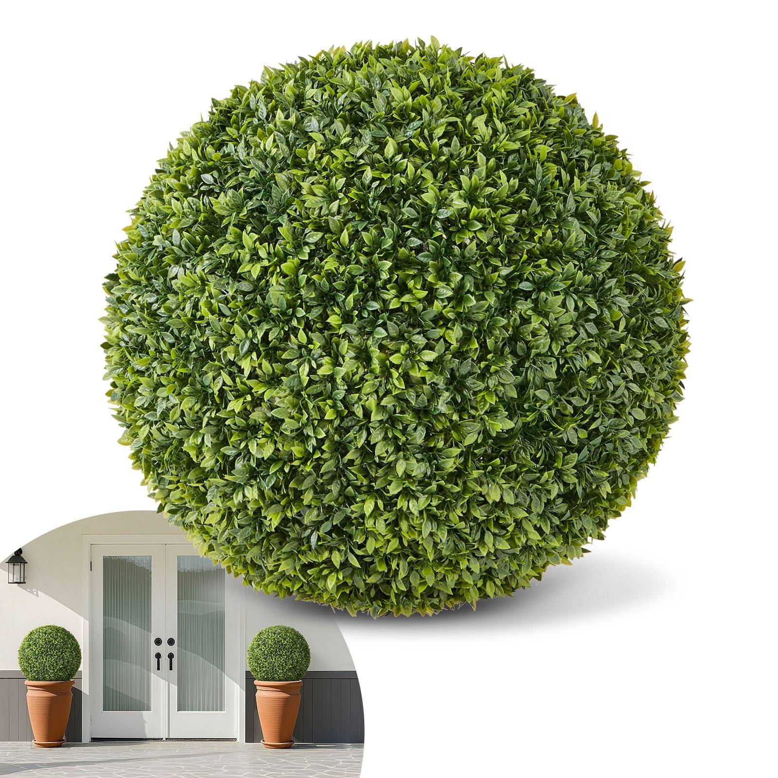 VEVOR Buchsbaumkugel, 584 mm, Formschnitt-Ball, Kunstpflanze, Dekopflanze, Buchskugel, einfache Montage für Veranda, Außenterrasse, Garten, Balkon