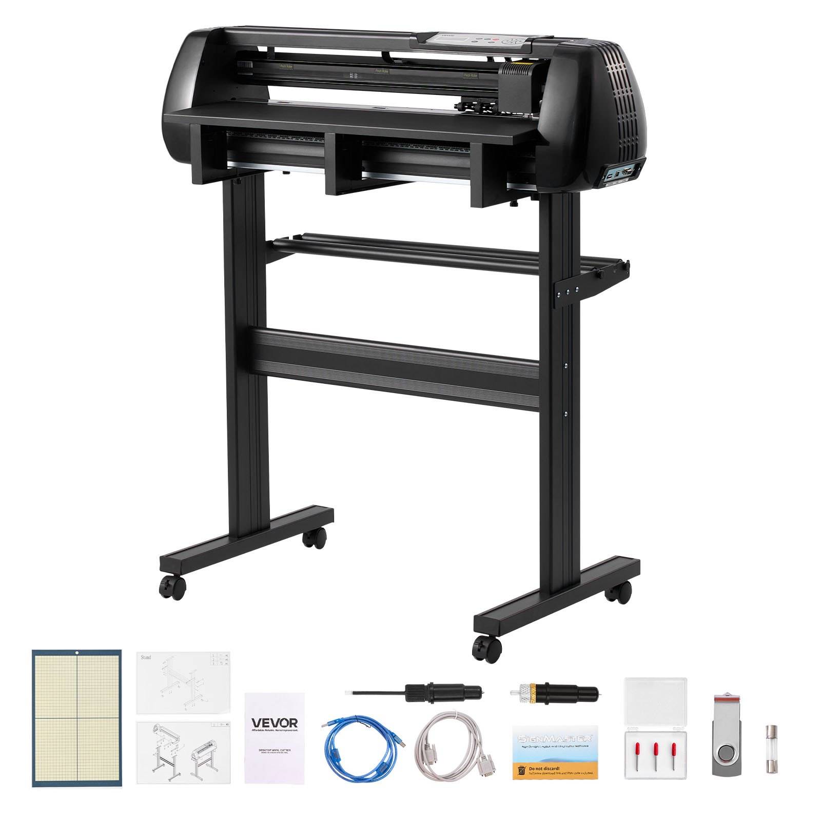 VEVOR Vinylschneidemaschine mit 72 cm max. Zufuhrbreite & Doppelklingen & LED-Anzeige, einstellbares Vinyl-Schneideplotter-Set mit