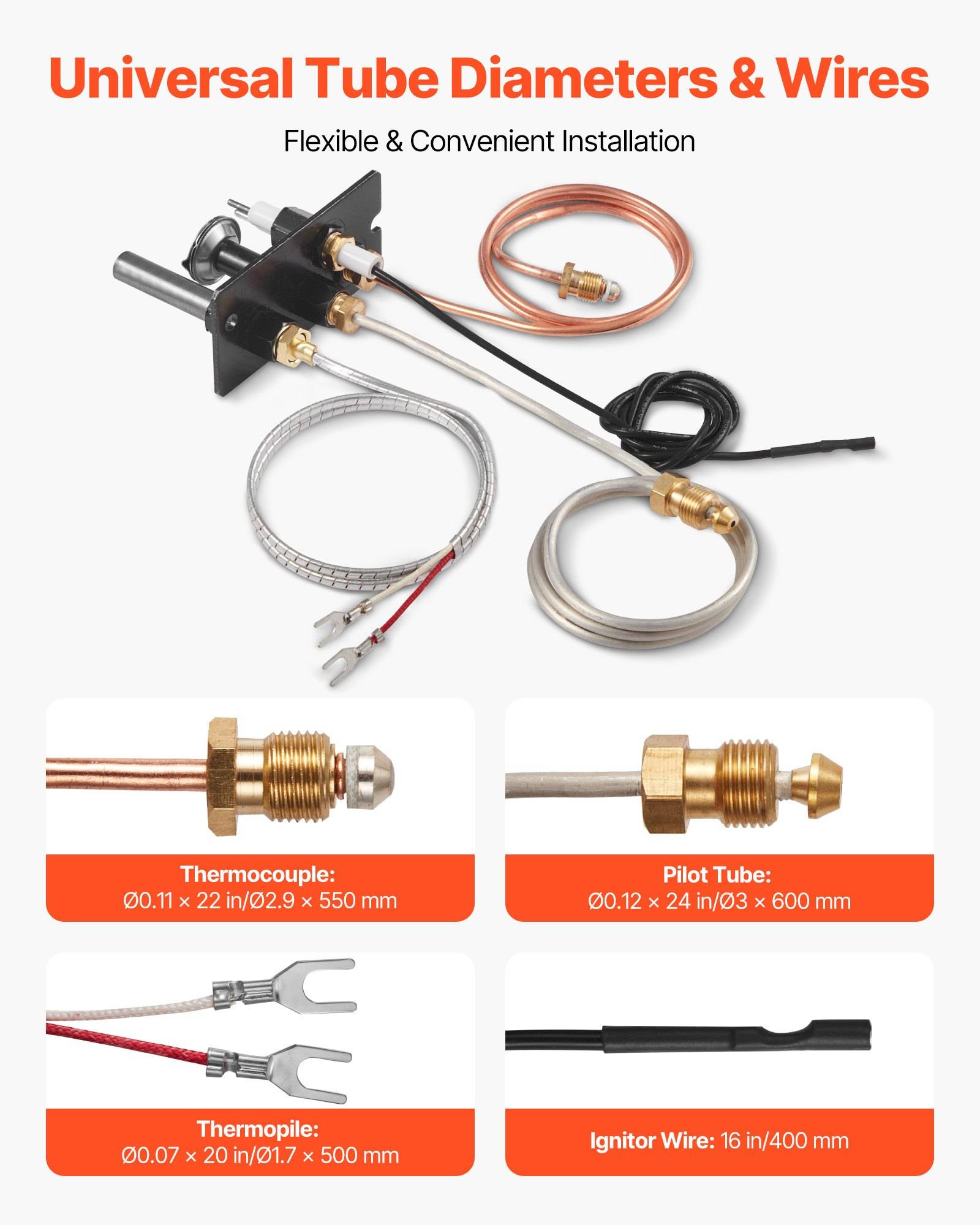 VEVOR Pilotbrenner Baugruppe, OE 10002265, 10002264, SRV10002264 Gaszündflamme, Ersatz für Erdgas- &amp; Flüssiggaszündung, passend für Majestic, Ver
