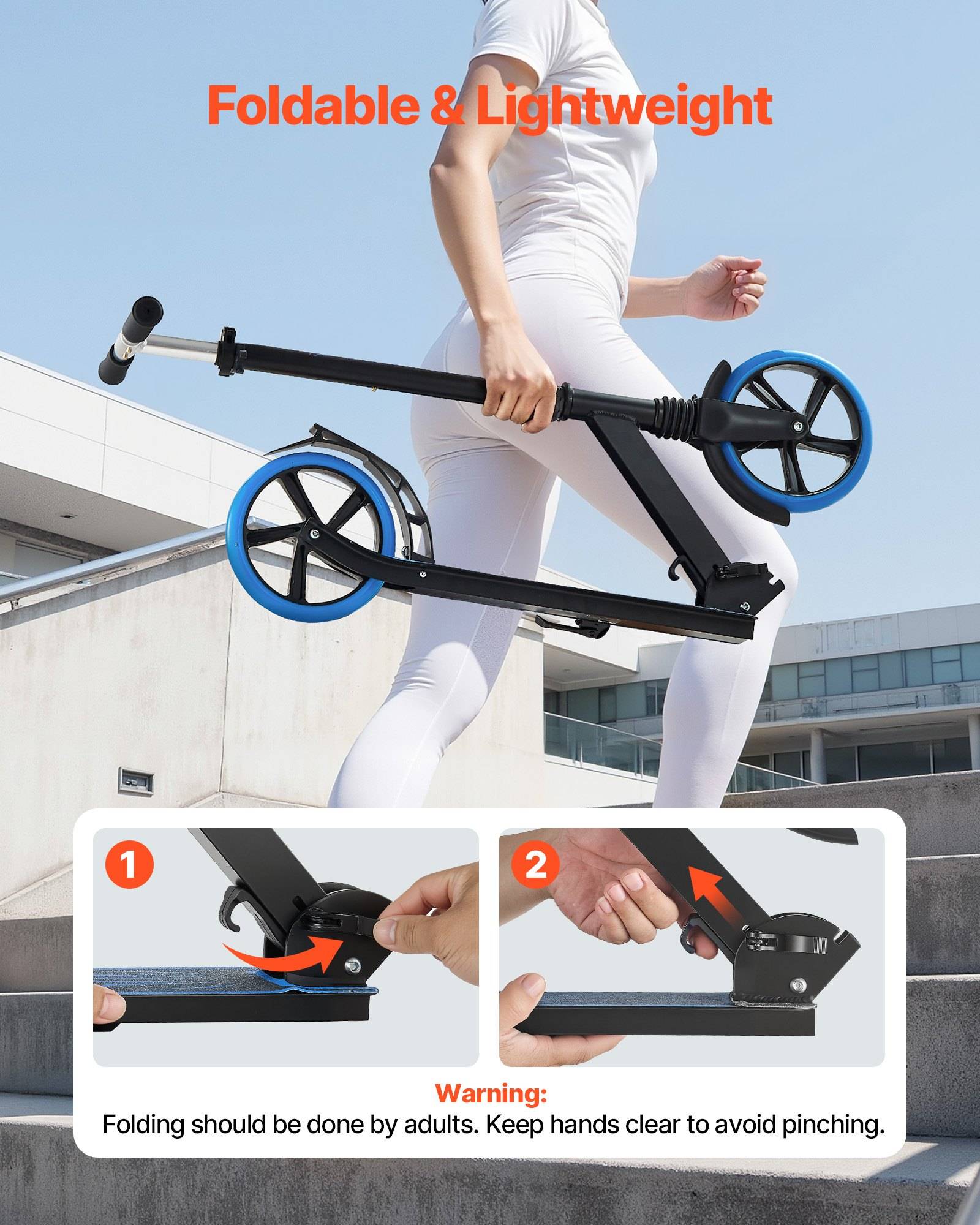 VEVOR Scooter (2 Räder) für Kinder ab 8 Jahren, Cityroller Kinderroller Straßenroller mit höhenverstellbarem Lenker &amp; rutschfestem Deck &amp; faltbare