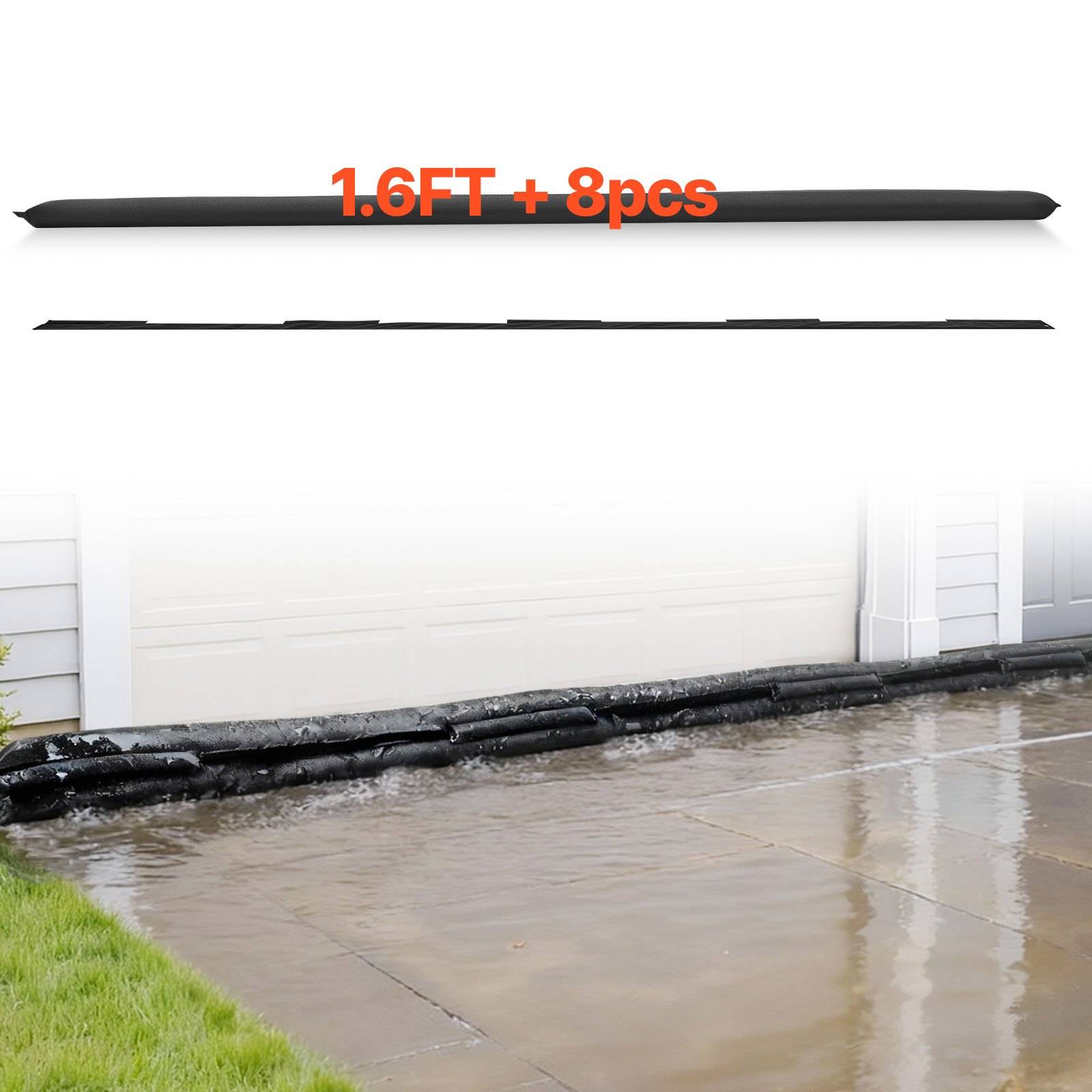 Kit für Hochwasserschutz auf der Auffahrt, schwarz, mit Beschriftung „16FT + 8tlg.