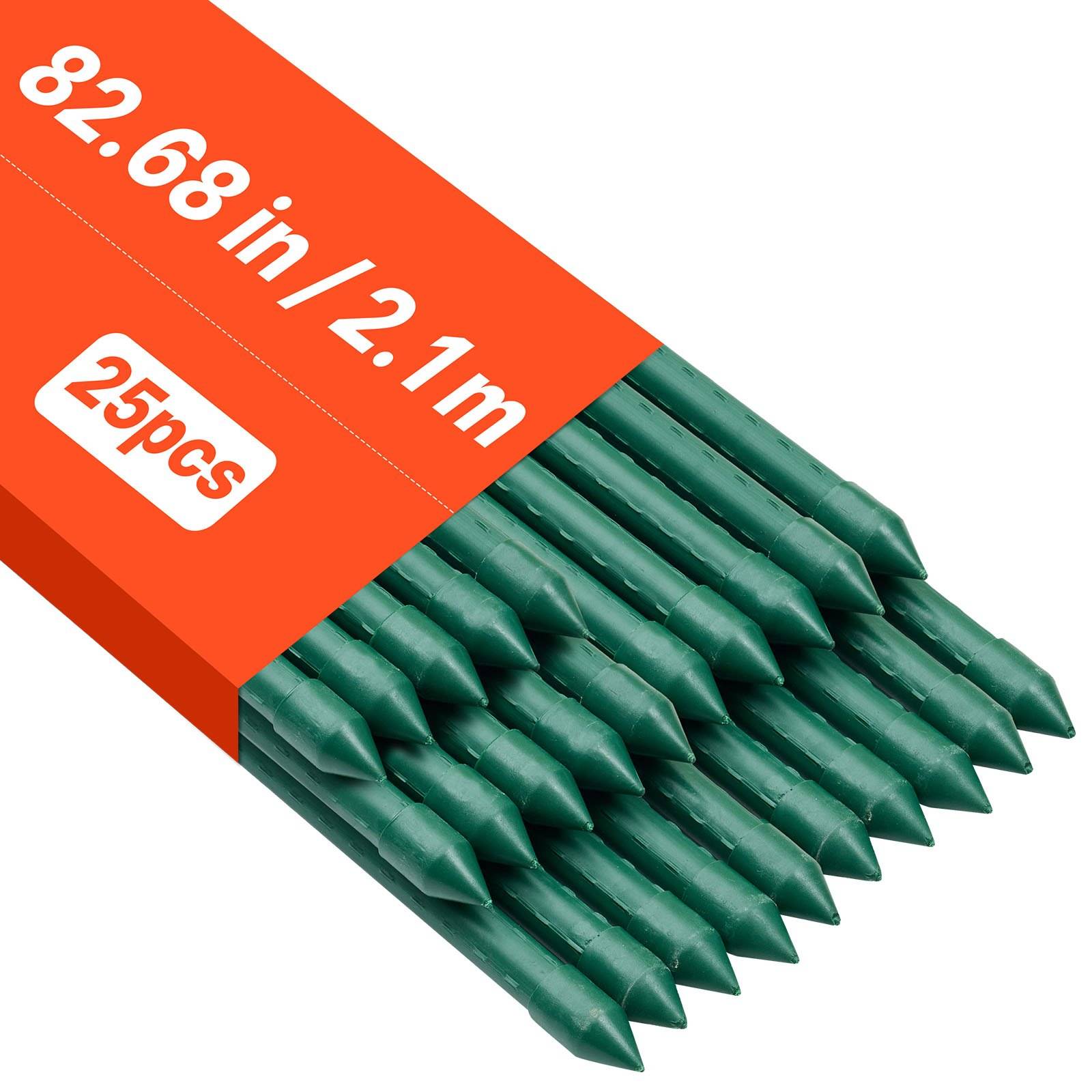 Packung mit 25 grünen konischen Kerzen in einer roten Schachtel mit der Bezeichnung '82,68 in / 2,1m' und '25 Stück'.