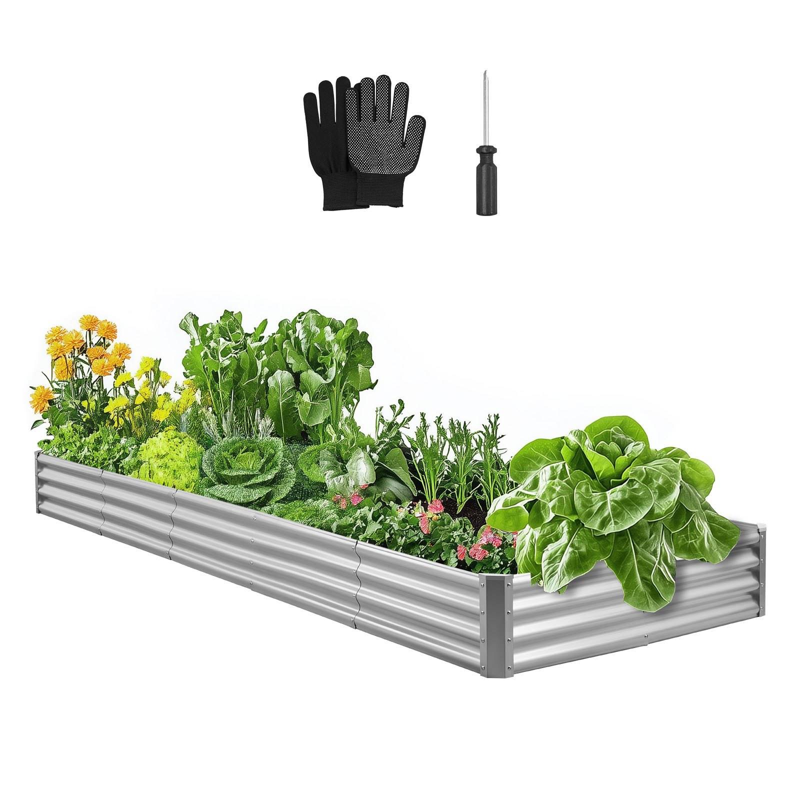 VEVOR Hochbeet Metall 3600x1200x290 mm, Pflanzbeet, Gemüsebeet, Pflanzkasten mit offenem Boden & abgerundeten Kanten, Blumenbeet, Kräuterbeet, für