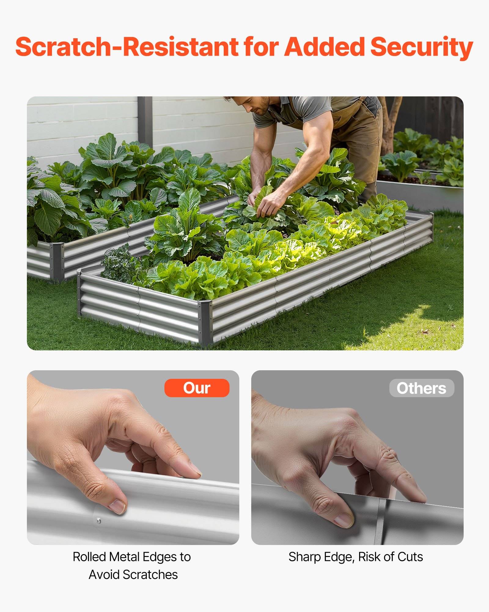 VEVOR Hochbeet Metall 3600x1200x290 mm, Pflanzbeet, Gemüsebeet, Pflanzkasten mit offenem Boden &amp; abgerundeten Kanten, Blumenbeet, Kräuterbeet, für