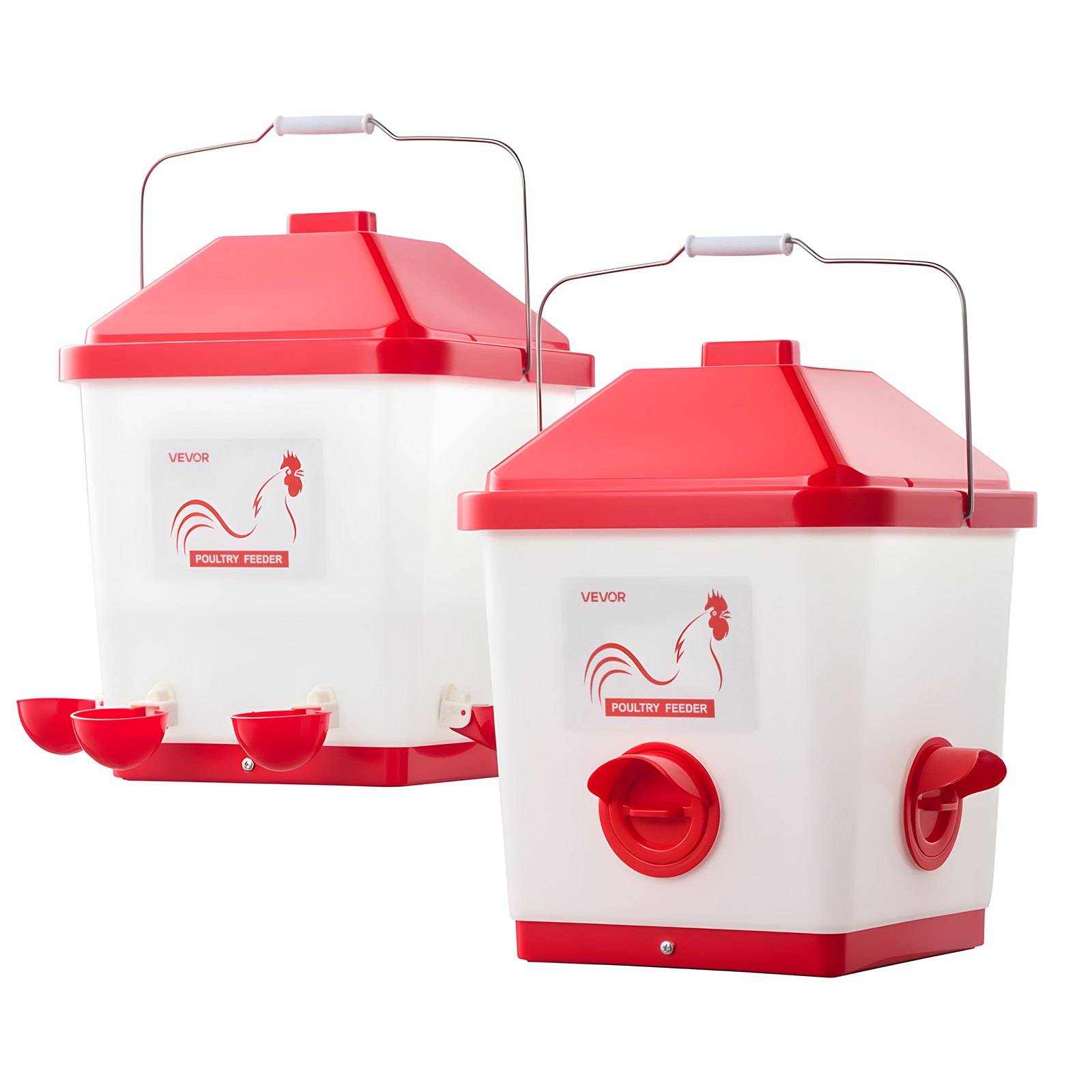 VEVOR Futterautomat & Hühnertränke, 18,14 kg/19L, regensicherer Wasserspender mit Wassernapf, kein Futterverlust, automatische Schwerkraftzufuhr, Ge