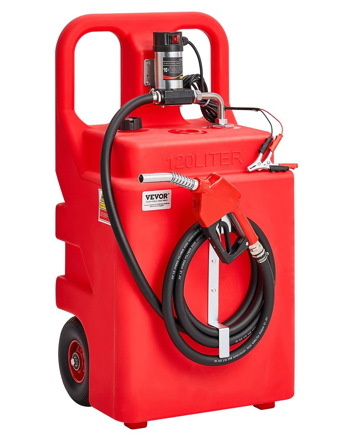VEVOR Kraftstofftrolley, 121 L, Kraftstoffkanister mit 12 V DC Kraftstofftransferpumpe, 3,96 m Förderschlauch & Düse, Gasbehälter für Motorboote,