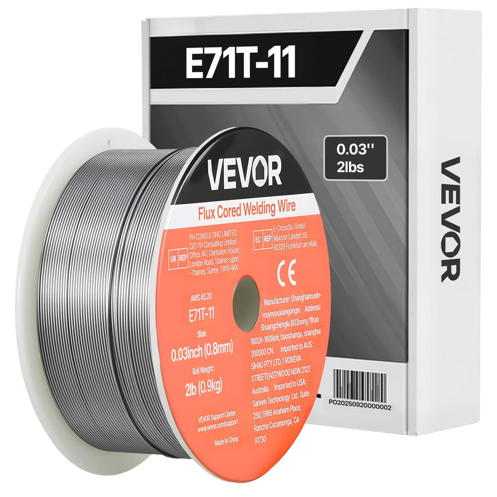 VEVOR Fülldraht 0,8 mm, MIG Schweißdraht E71T-11, 0,9 kg Gaslose Drahtrolle für Baustahl mit Geringer Spritzerbildung für Alle Schweißpositionen,